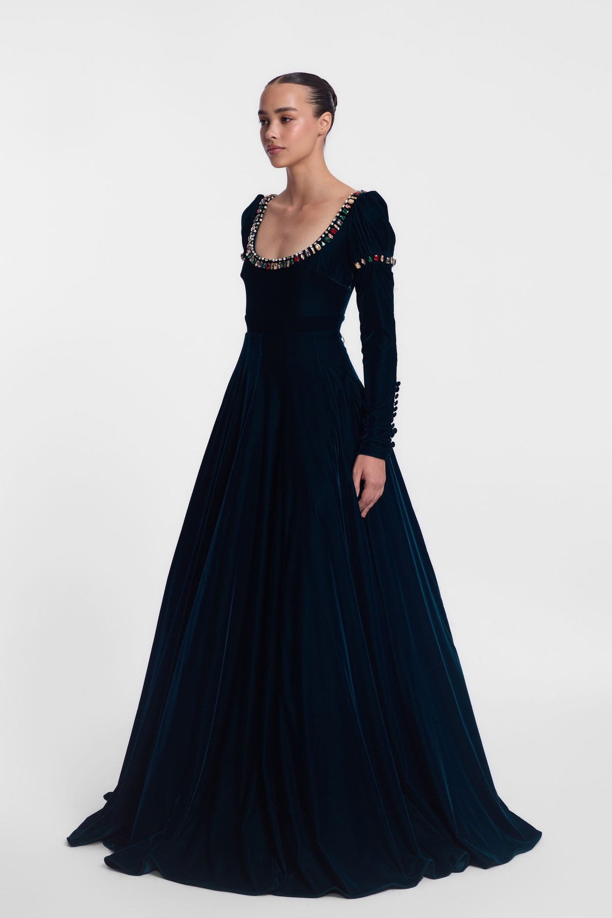 Velvet Empire Cut Gown