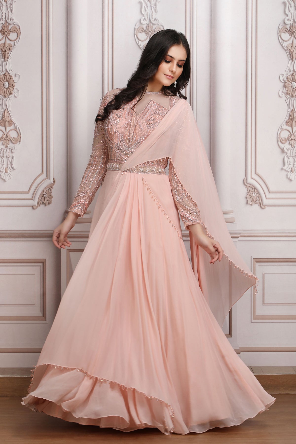 Blush Pink Saree Gown