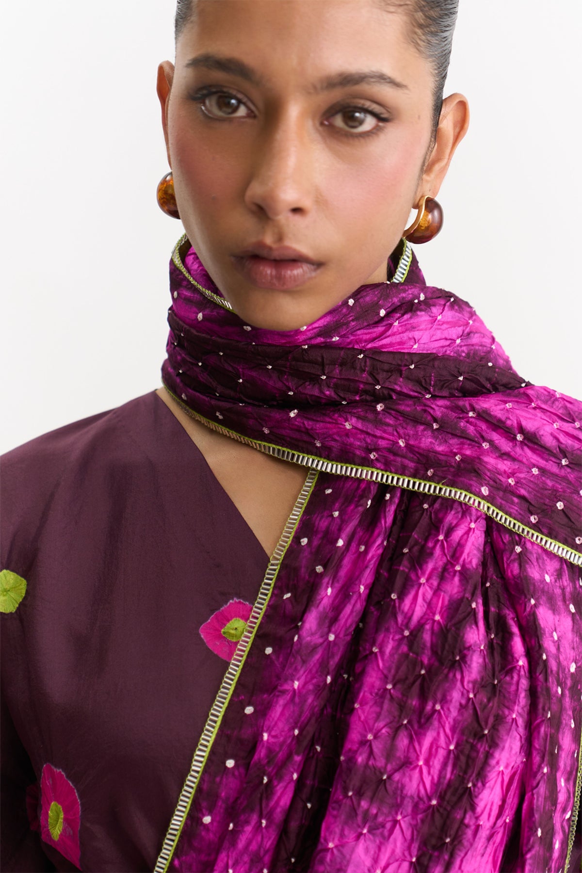 Mist Brown Rani Saree