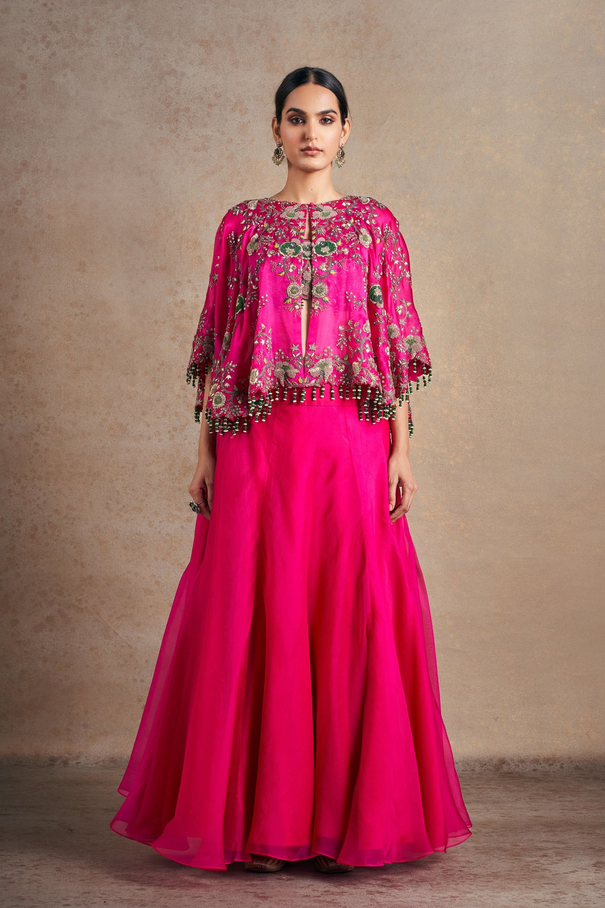 Fuchsia Pink Floral Circular Cape