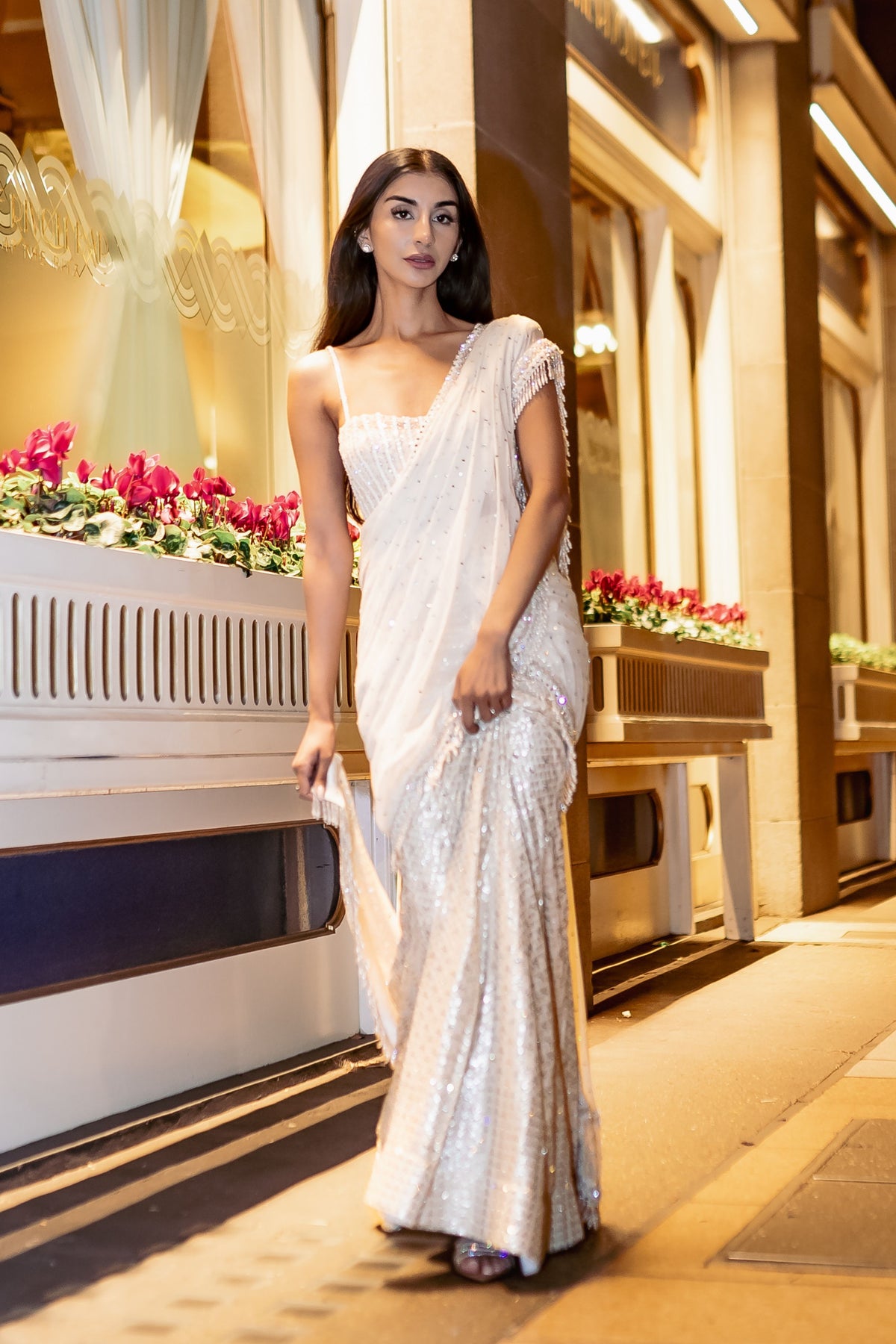 Ivory Drape Saree