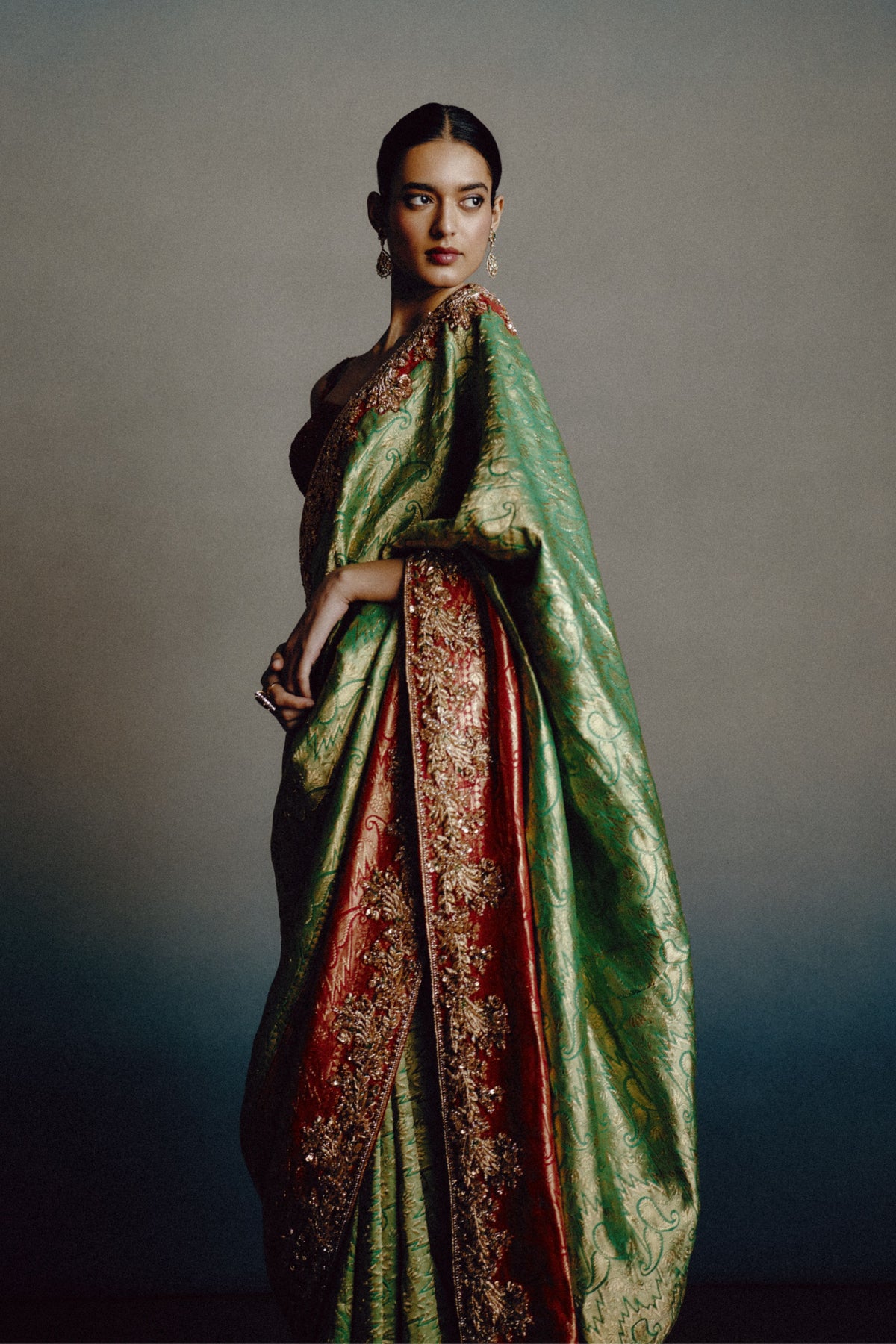 Verdant Rouge Banarasi Saree