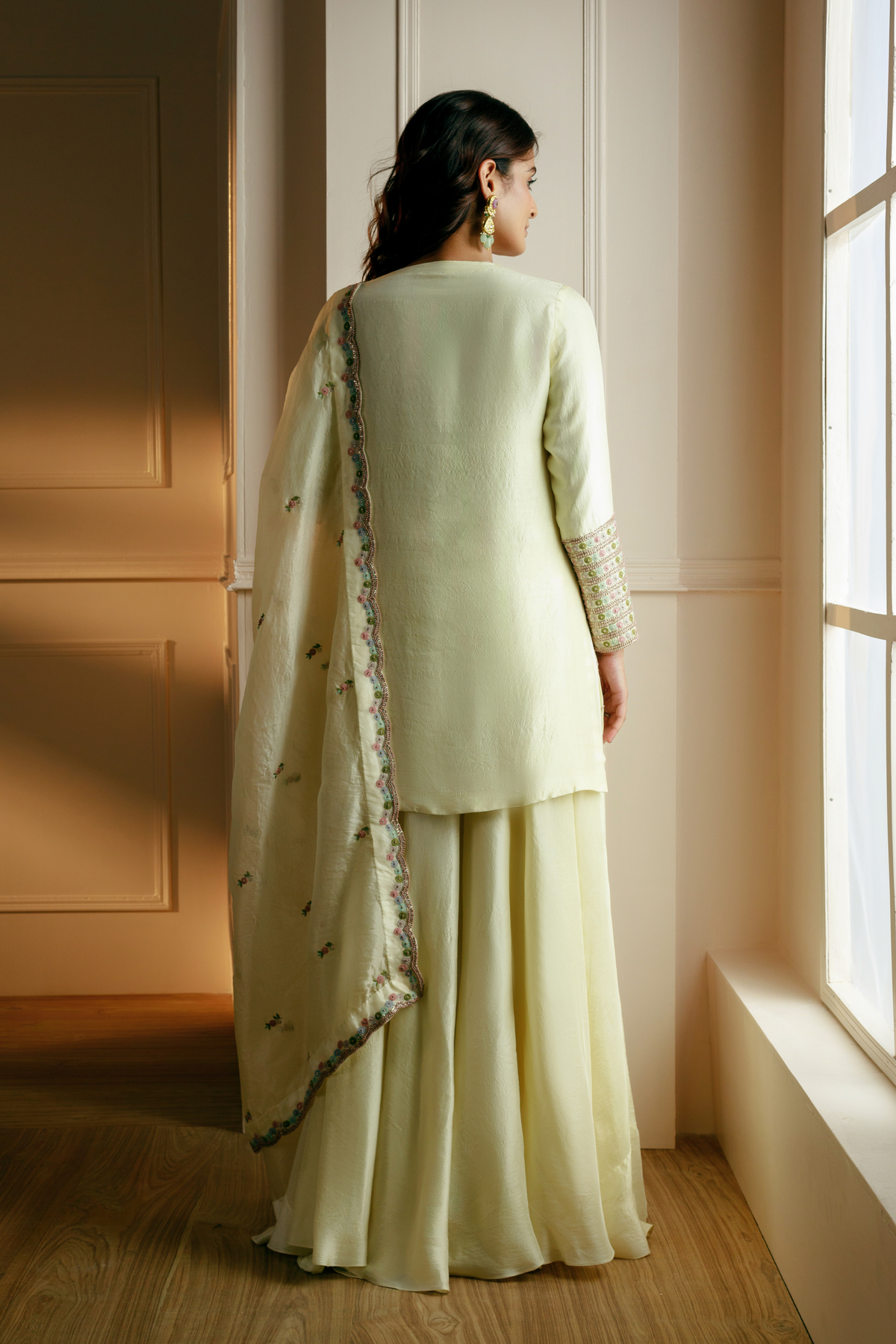 Embroidered Beige Sharara