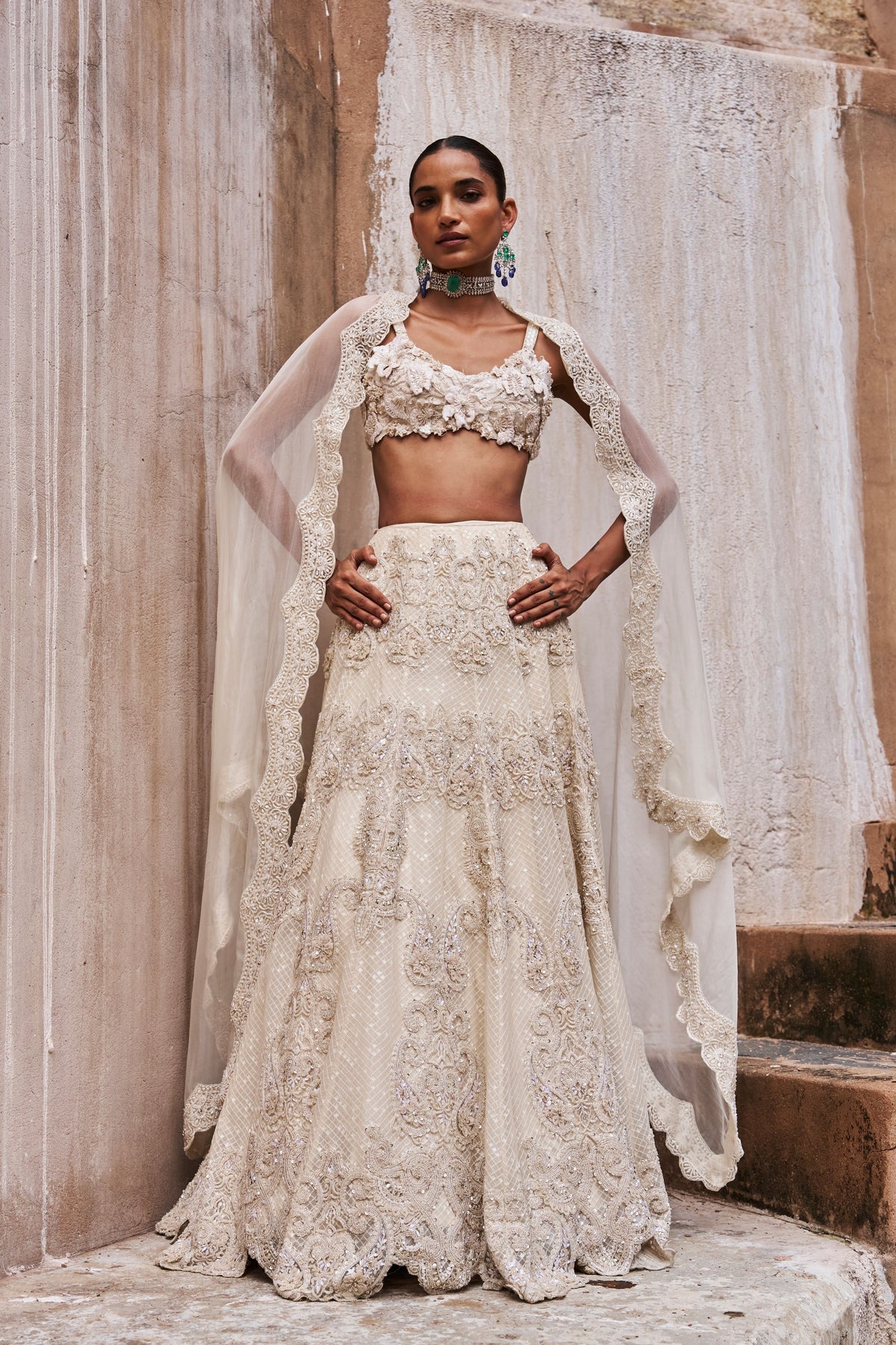 Ivory Bloom Lehenga Set