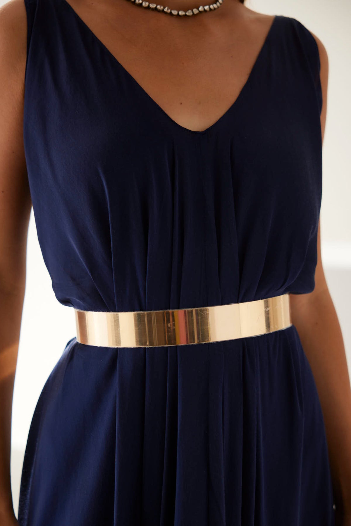 Navy V-neck Maxi Dress