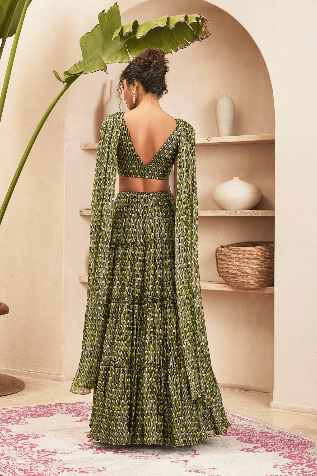 Green Lehenga With Blouse &amp; Dupatta