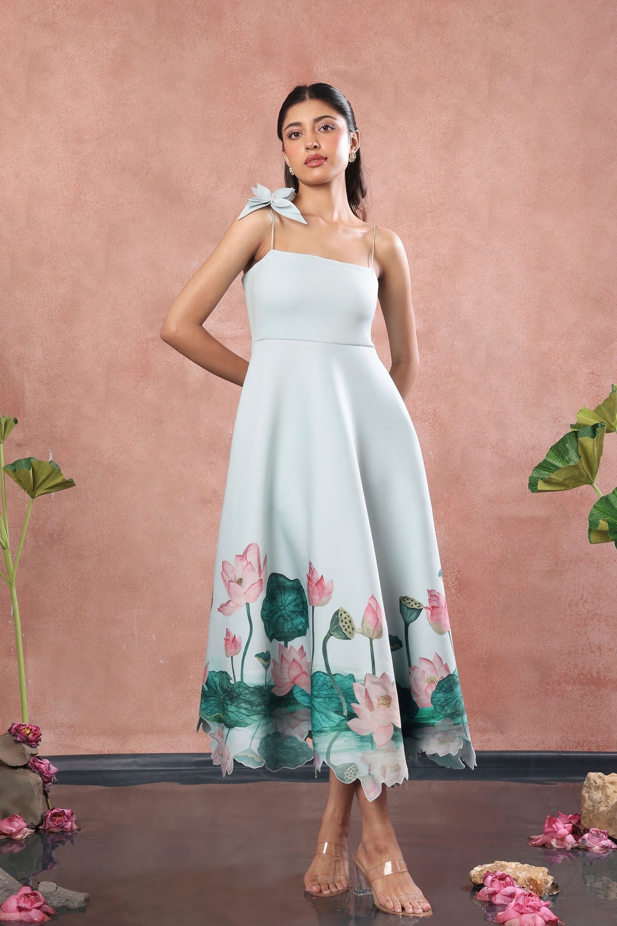 Green Flared Flower Dress