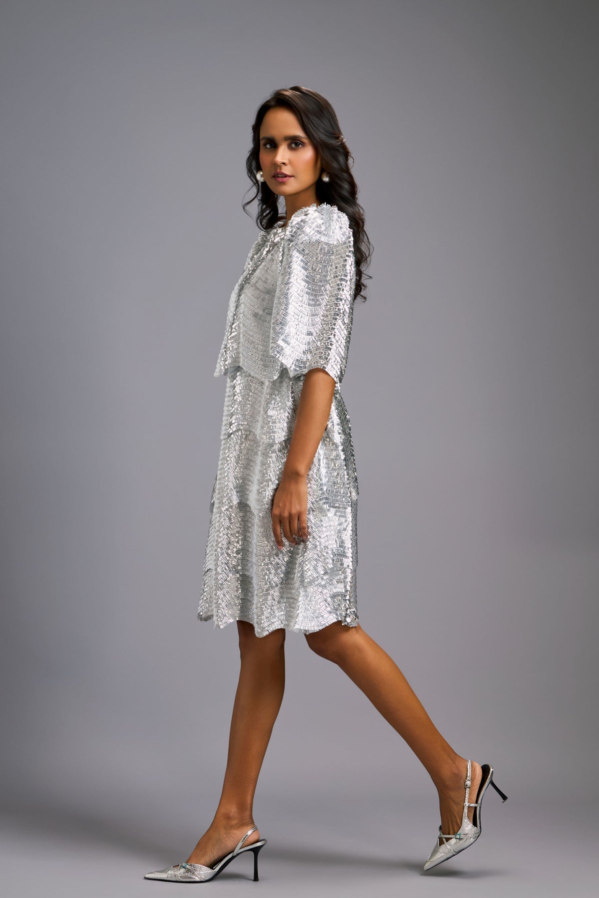 Silver Blue Shimmer Textured