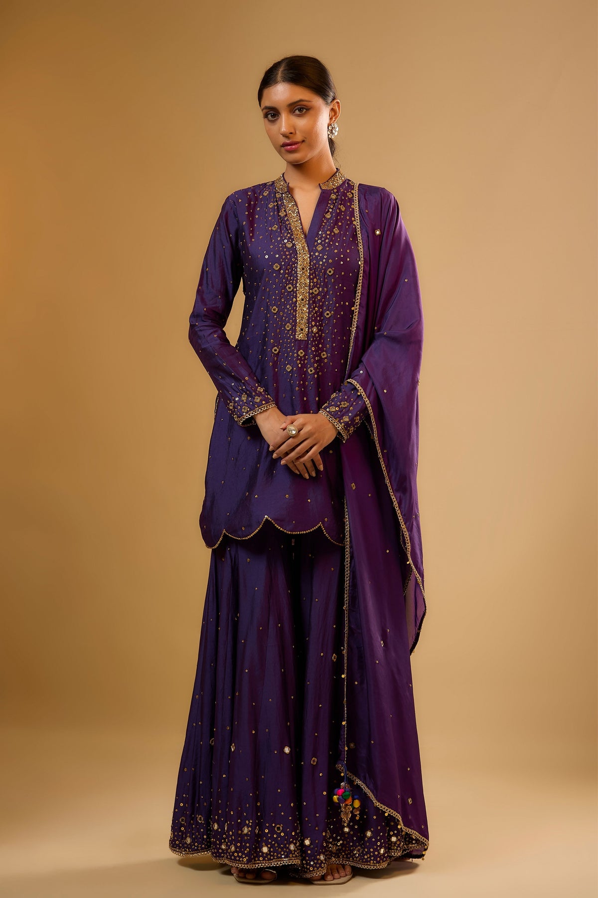 Purple Sharara Set