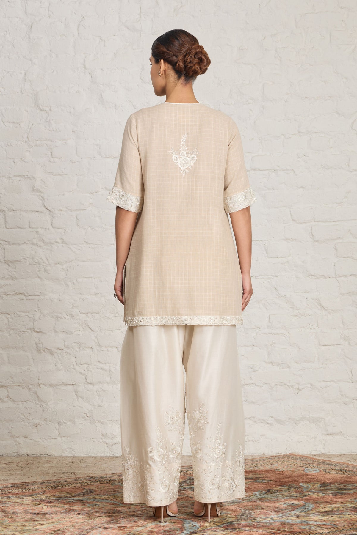 Beige Short Kurta Set