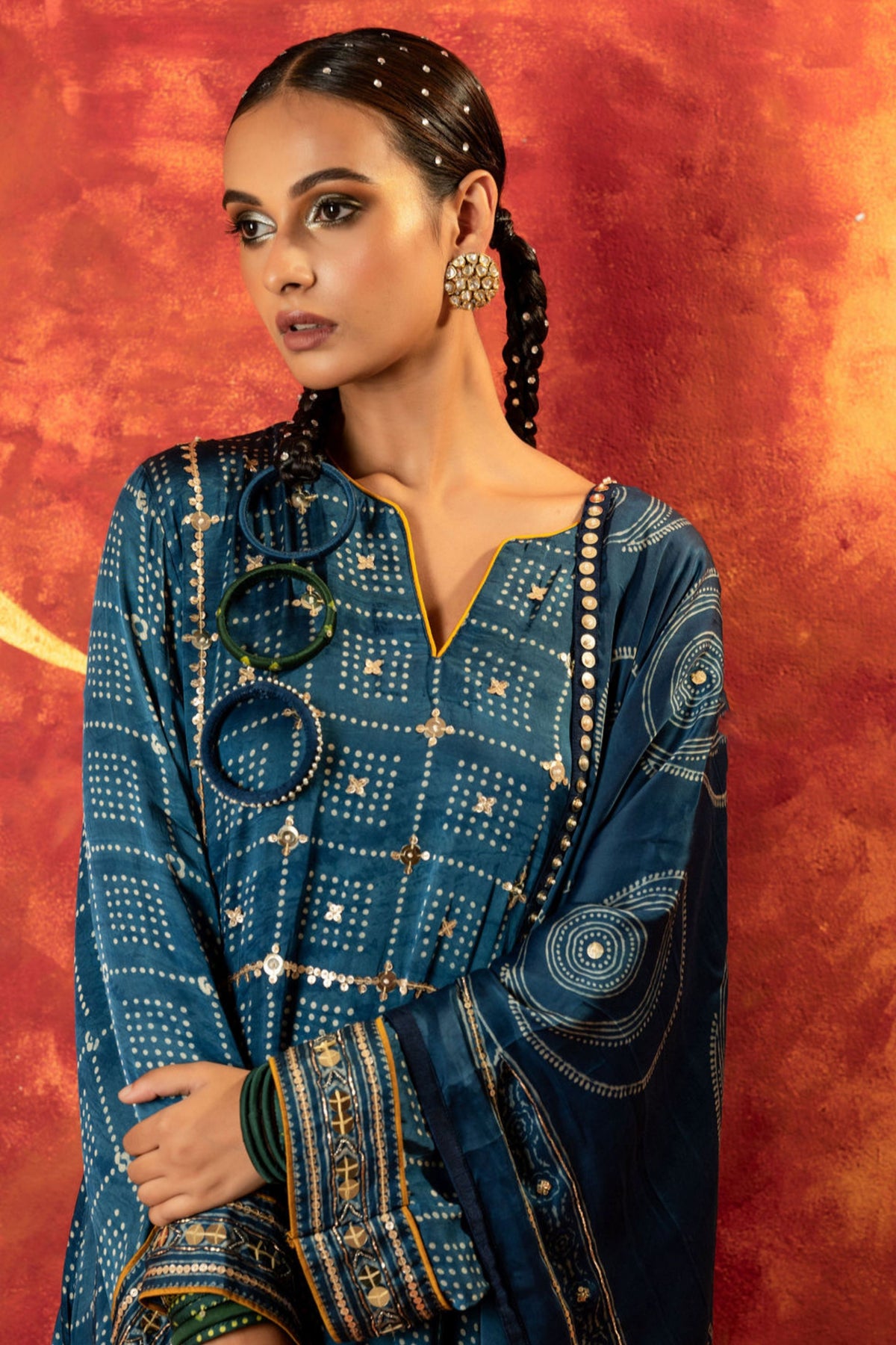 Heena Ajrakh Kurta Set