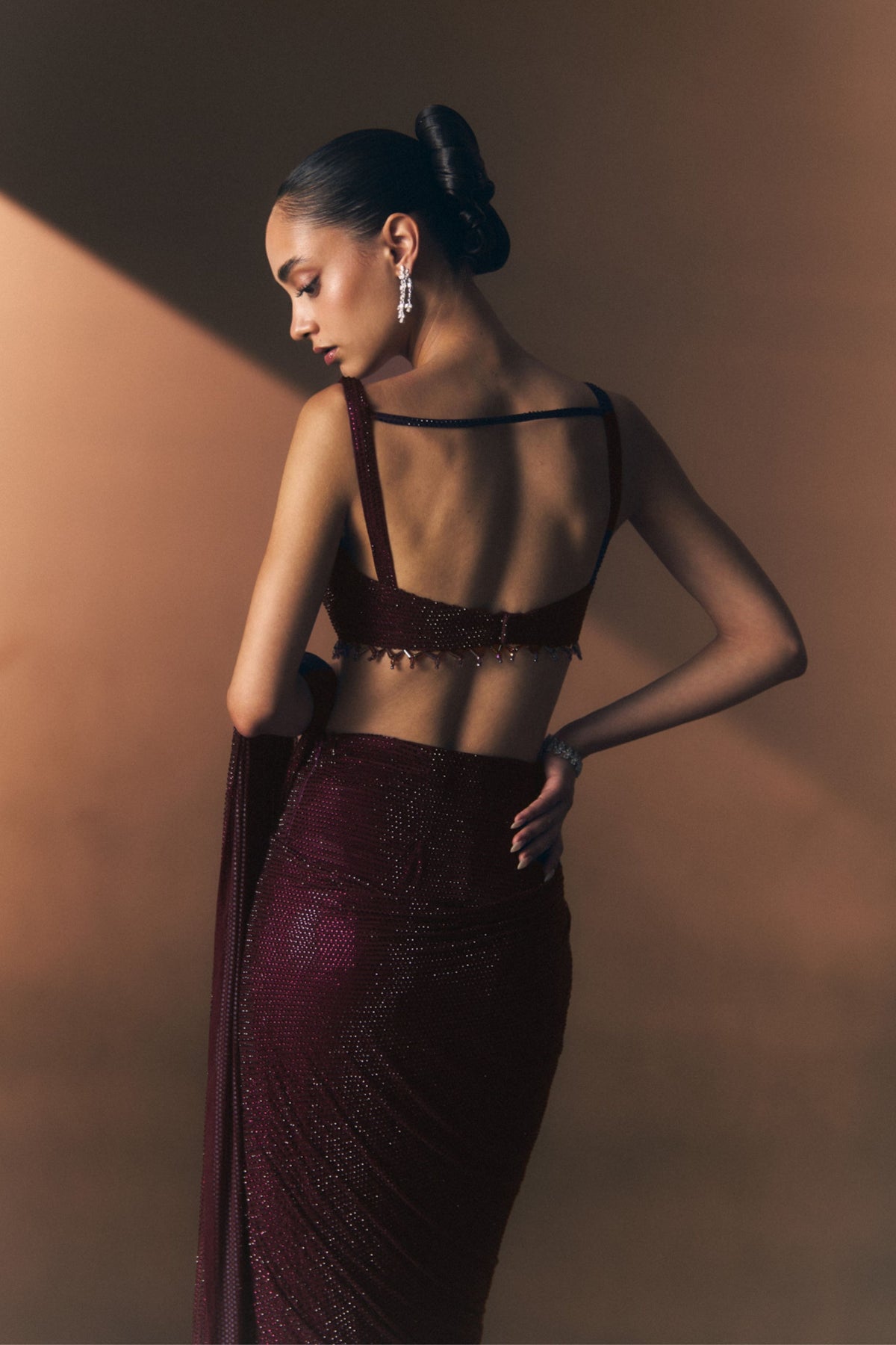Cerise Drape Saree Set