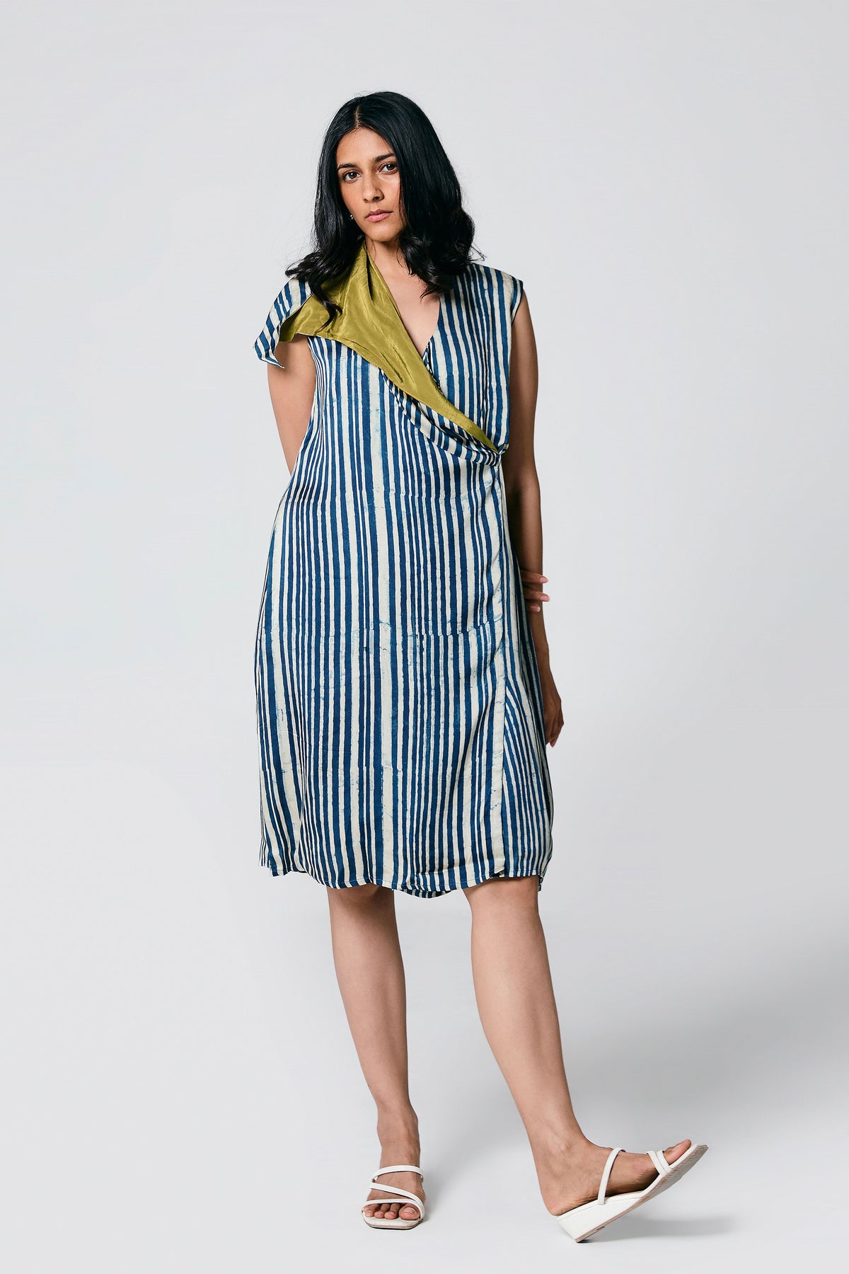 Blue Neck Flap Dress