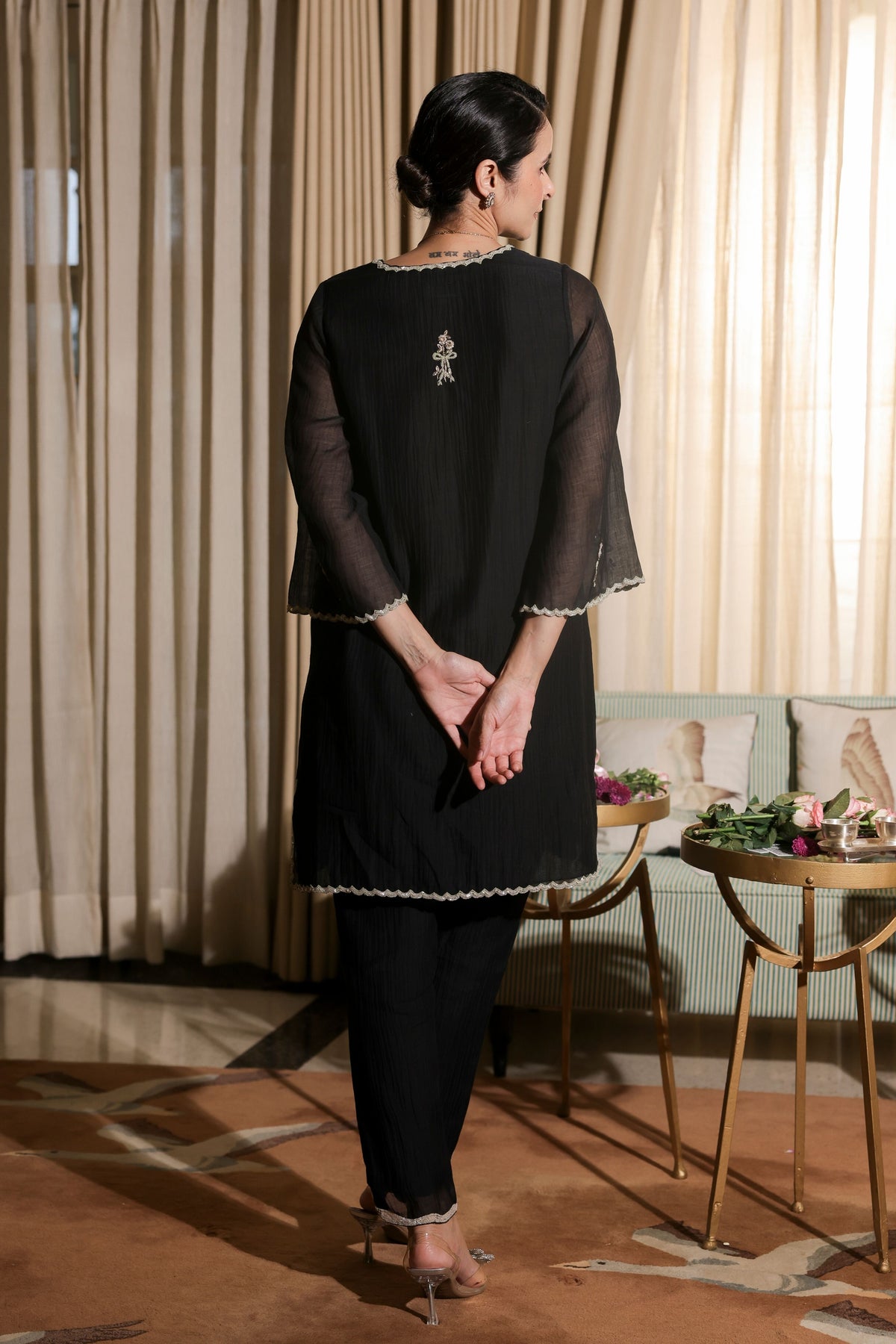 Bell Bow Black Tunic Set