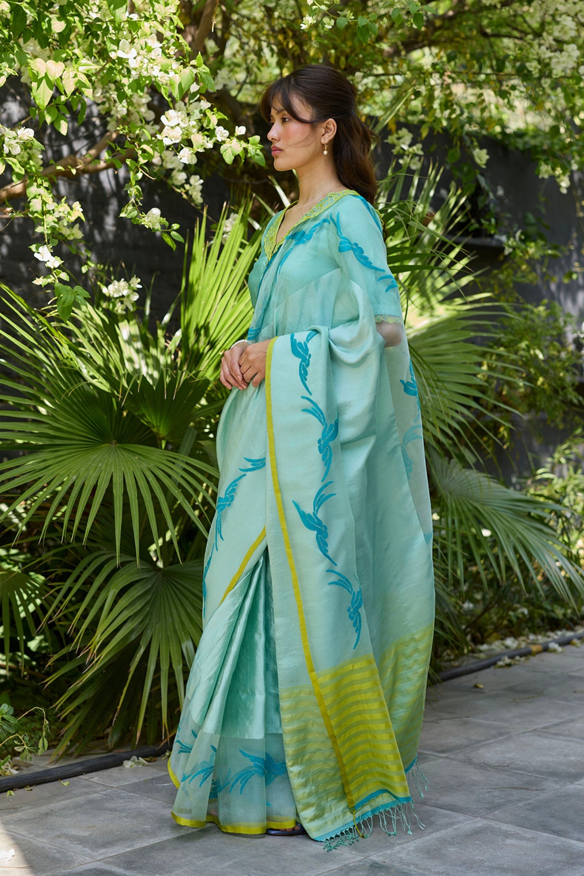 Playful Flight Blue Jamdani Saree