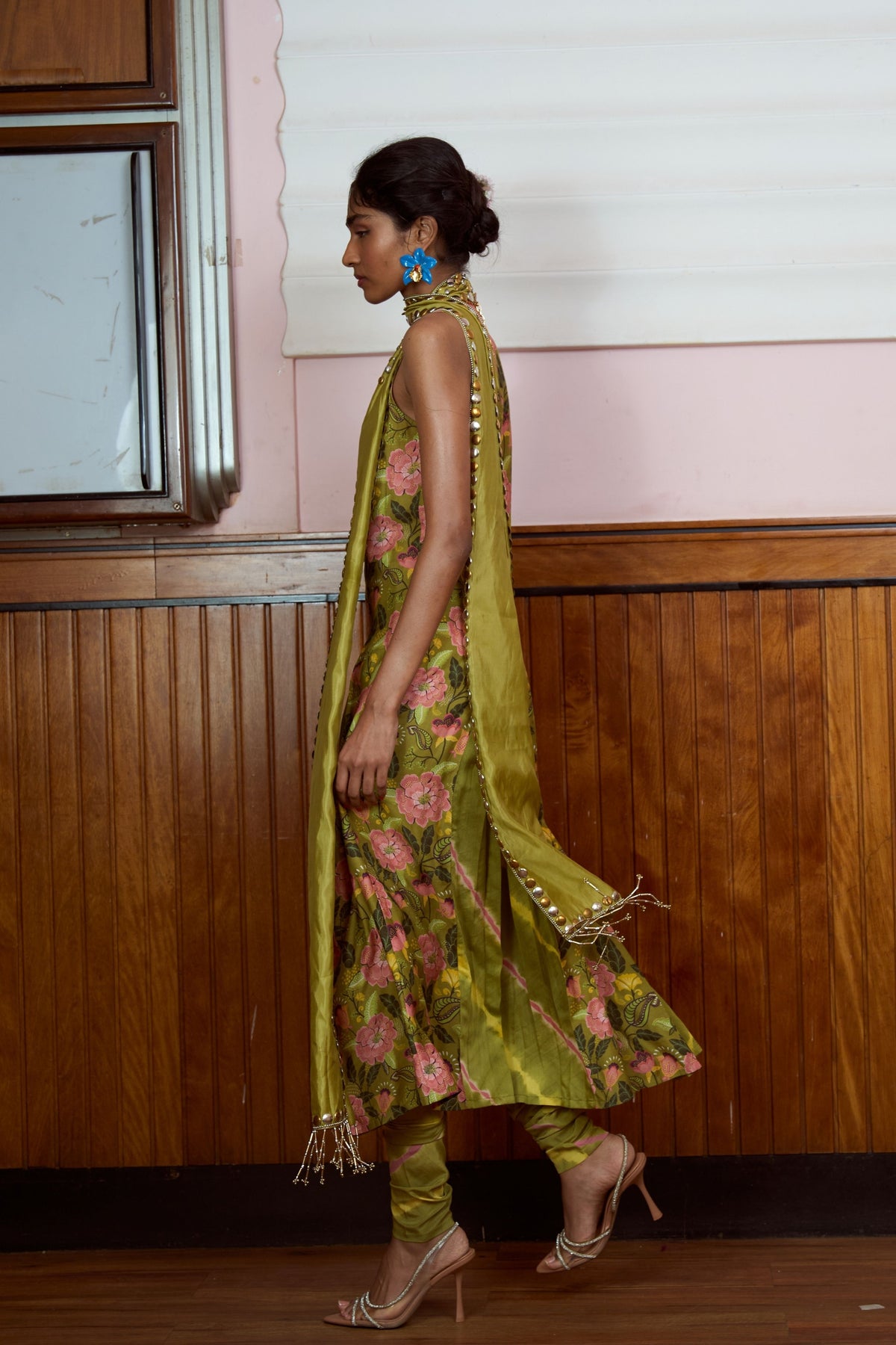 Silsila Olive Leheriya Kurta Set