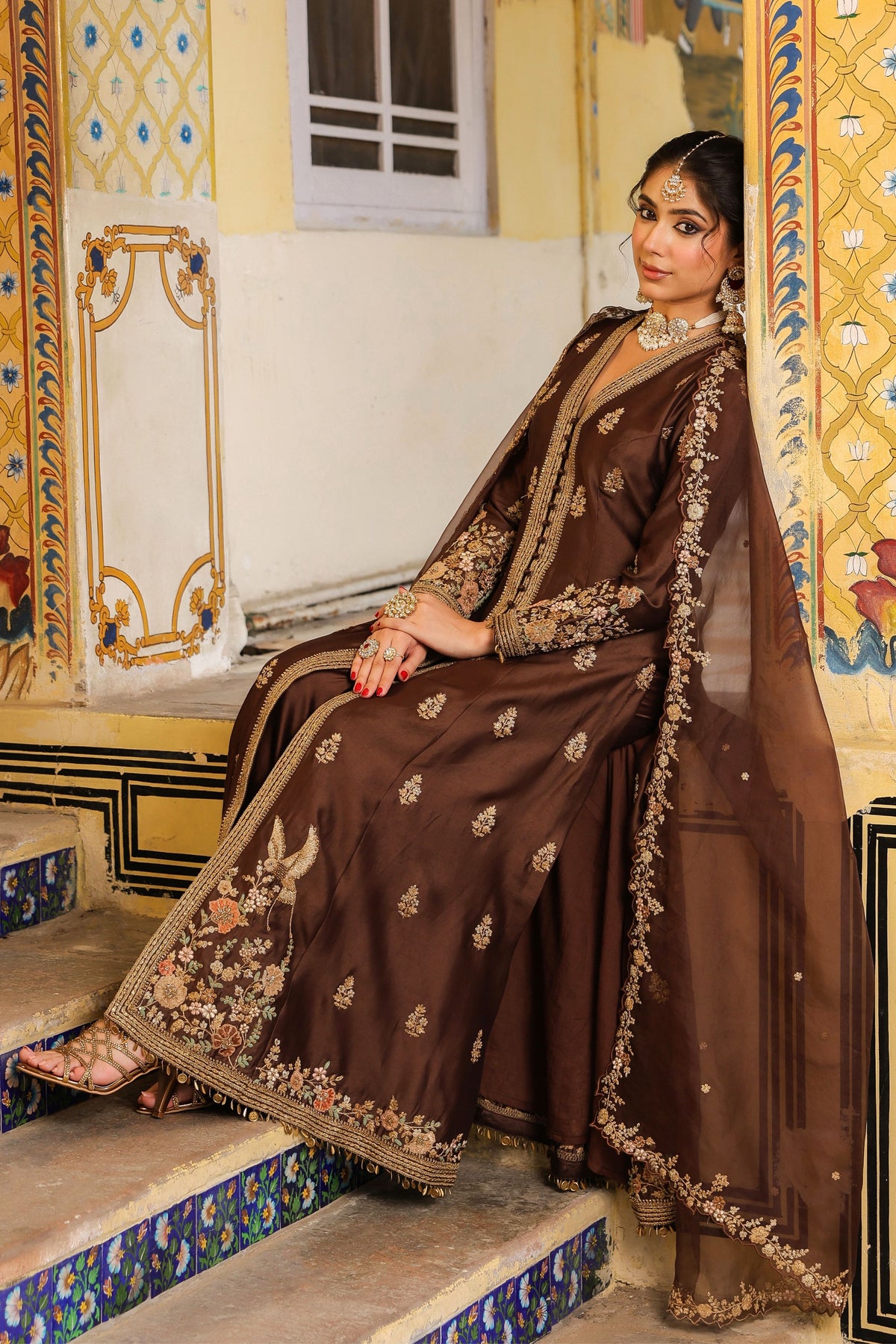 Ahista Brown Anarkali Set