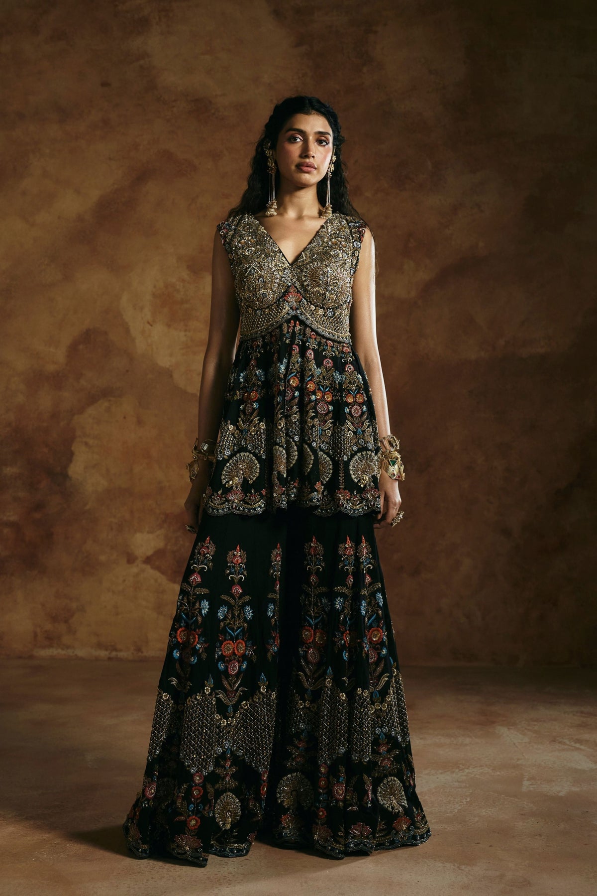 Sindh Zardozi Peplum Sharara Set
