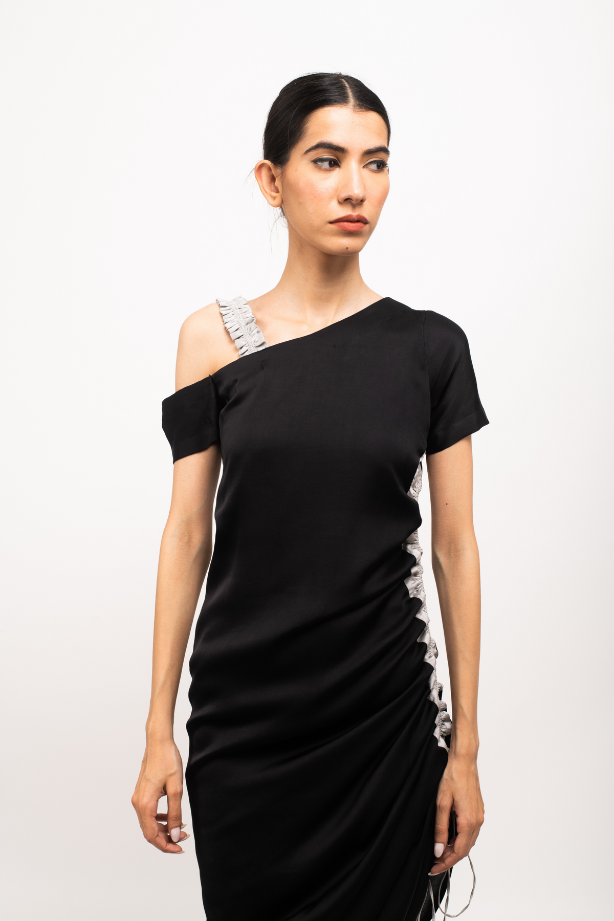 Black and Grey Rouching Dress