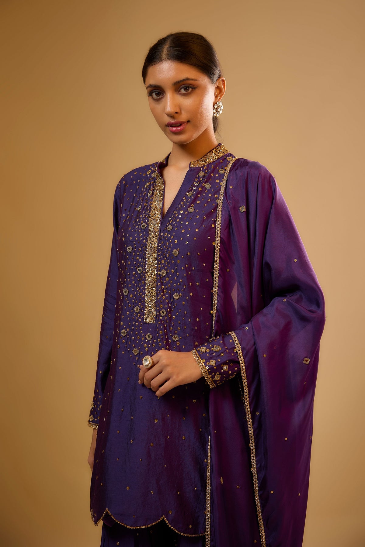 Purple Sharara Set