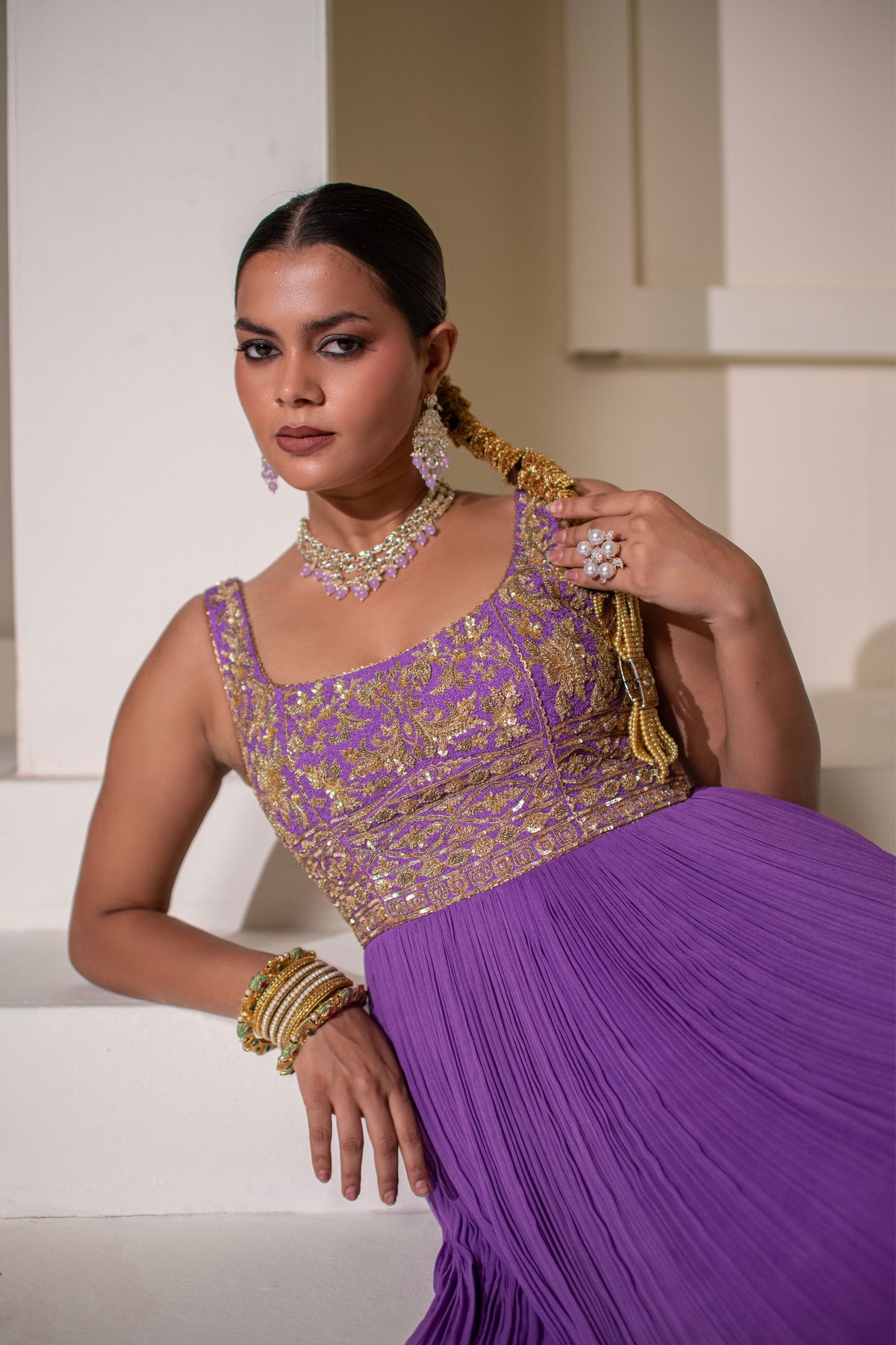 Purple Embellished Anarkali