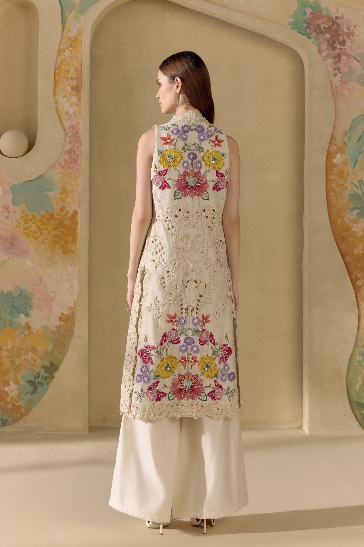 Ivory Fleur Long Jacket