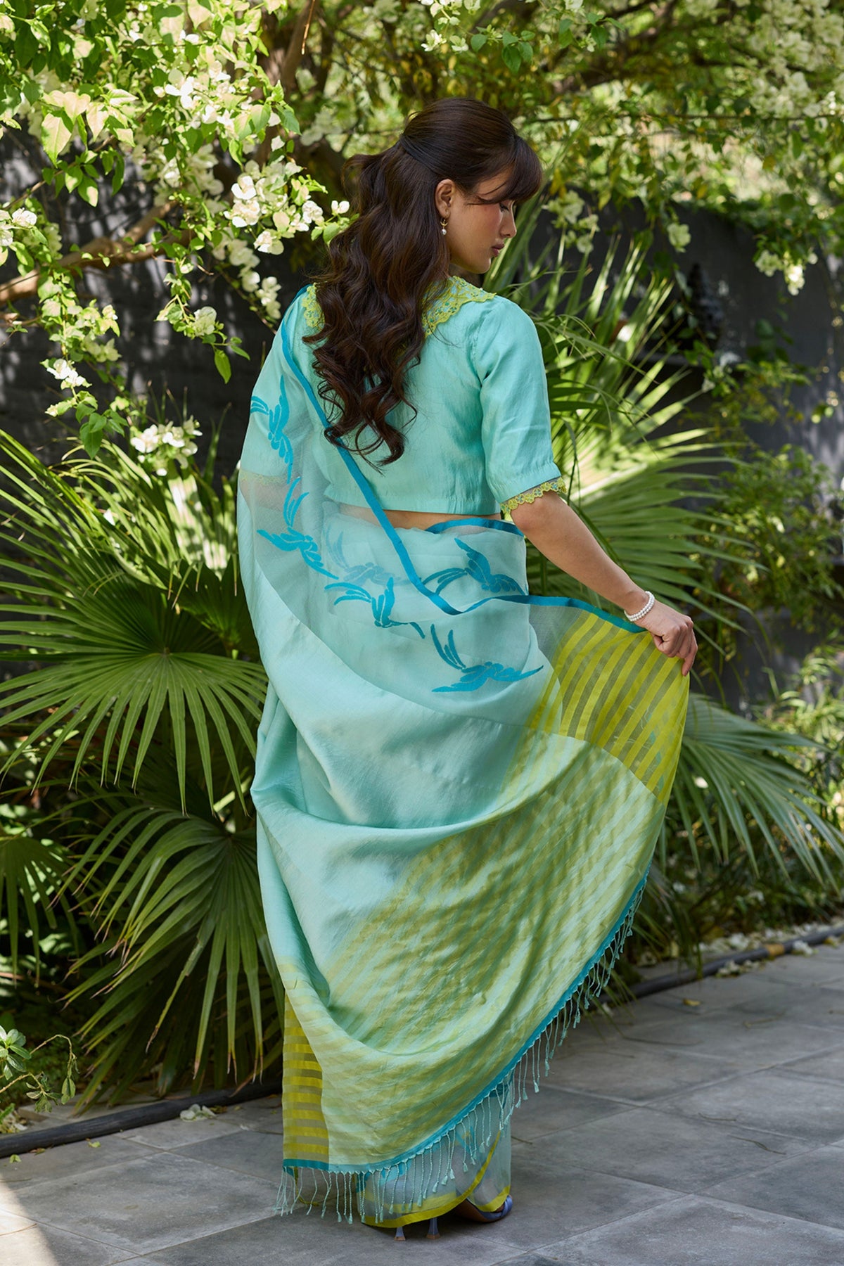 Playful Flight Blue Jamdani Saree
