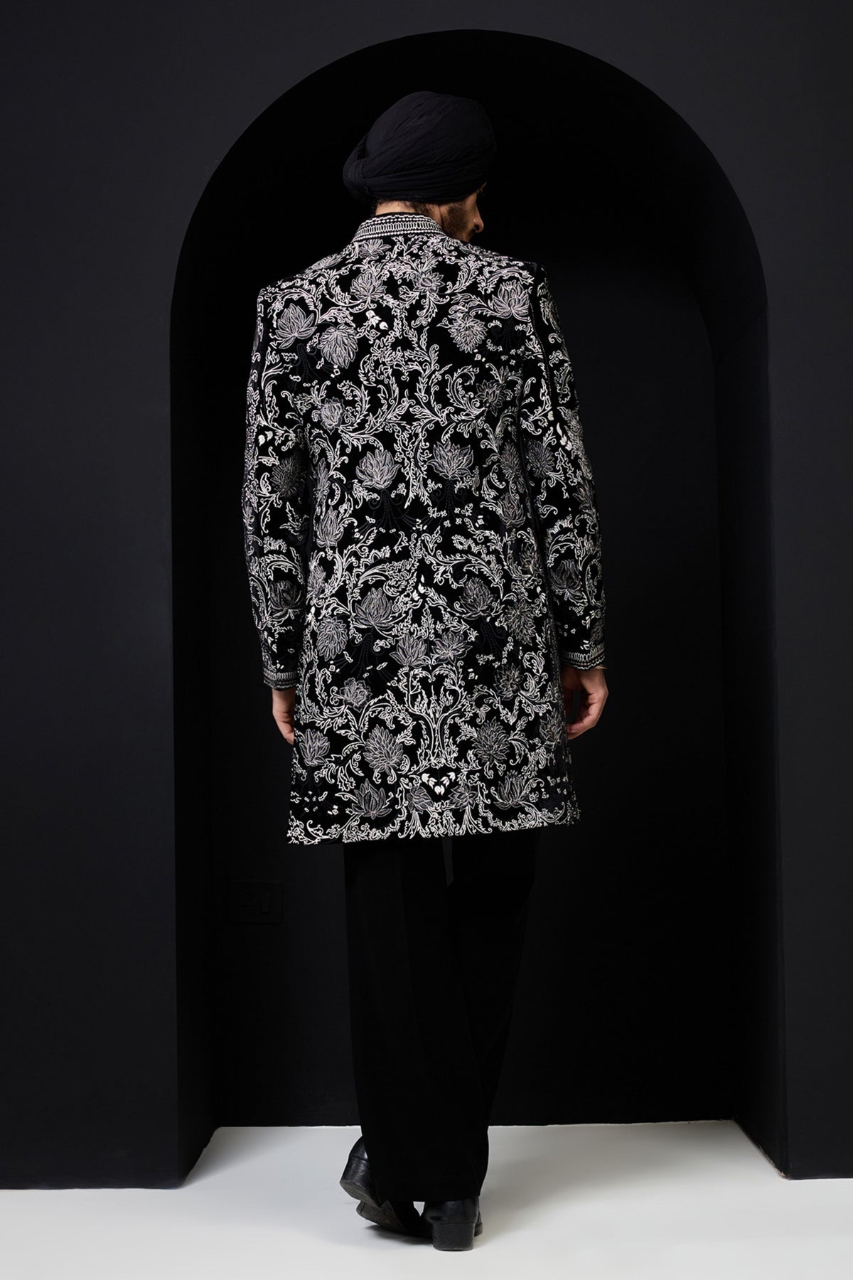 Threaded Black Indo Western Set