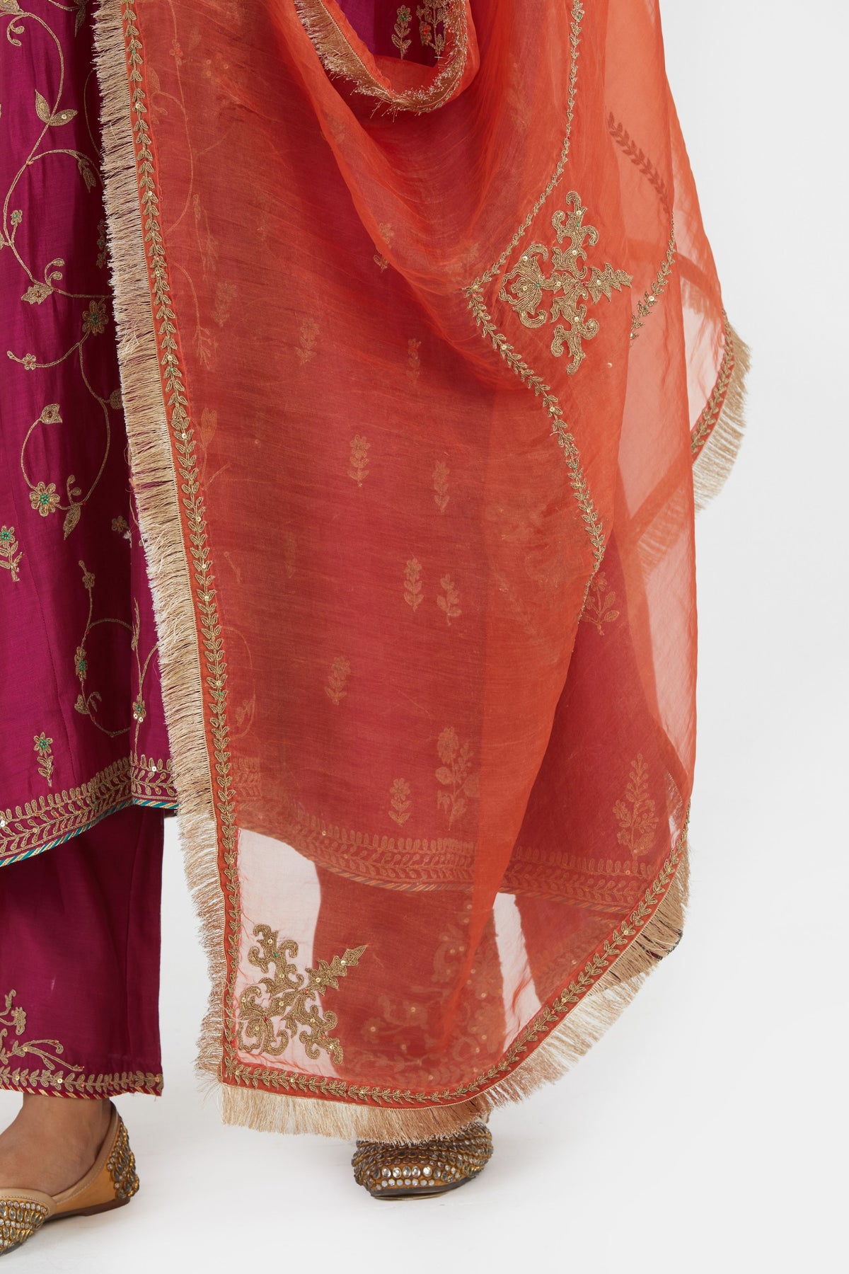 Deep Fuchsia Chanderi Kurta Set