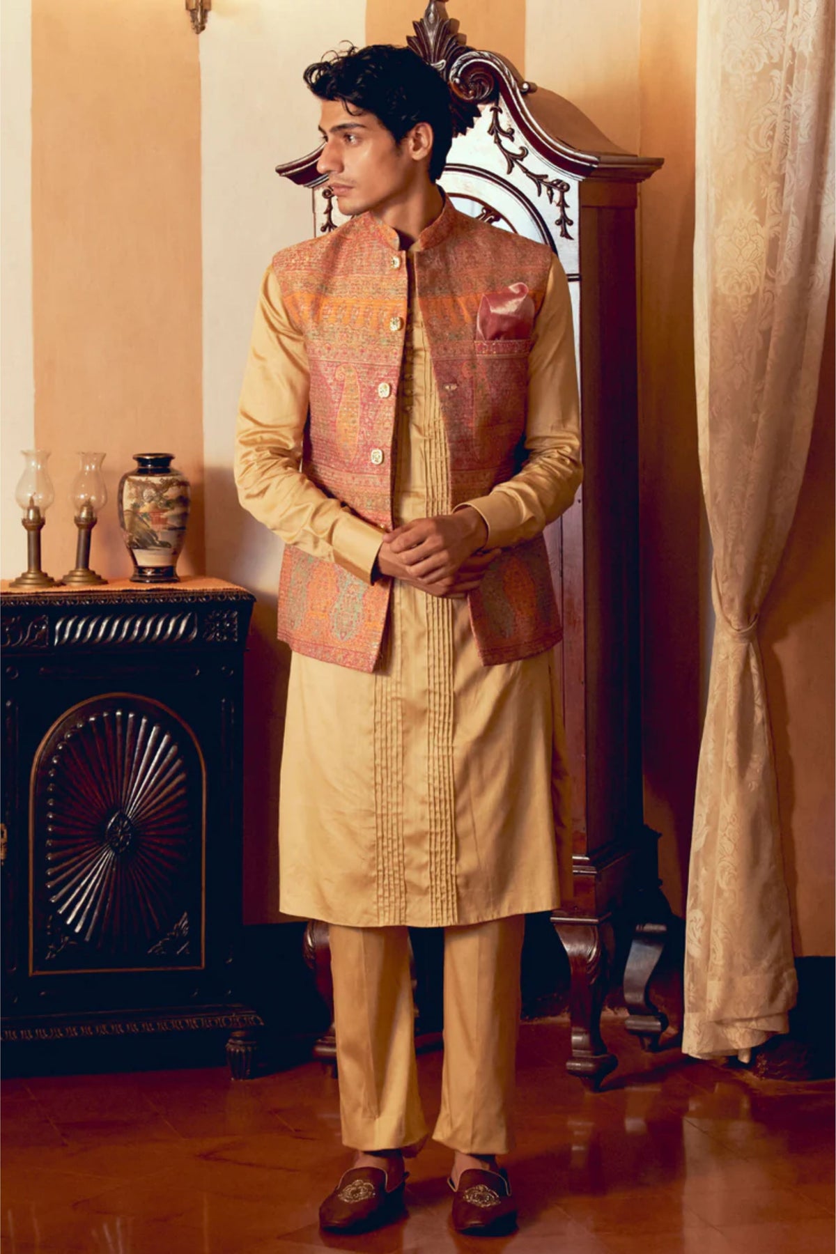 Multicolored Nehru Jacket Set