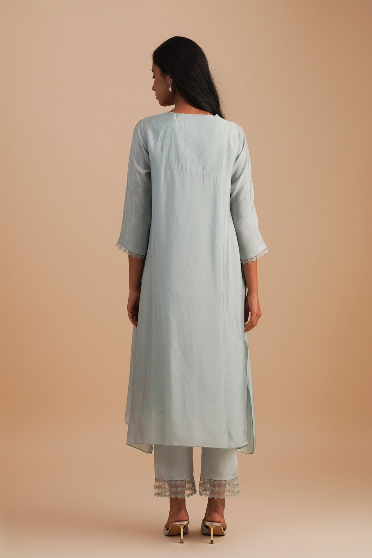 Powder Blue Applique Kurta Set