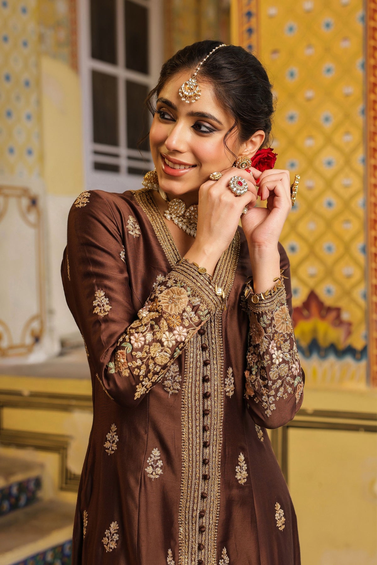 Ahista Brown Anarkali Set