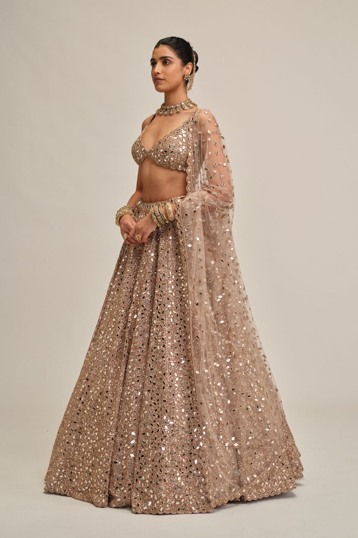 Ash Mirror Lehenga Set