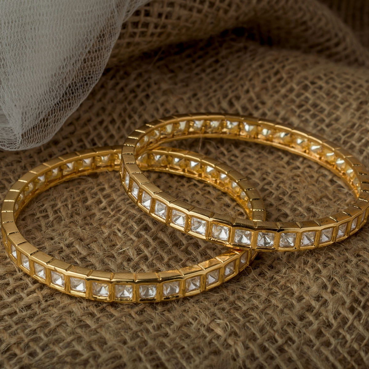 Gold Plated Womens Kundan Bangles