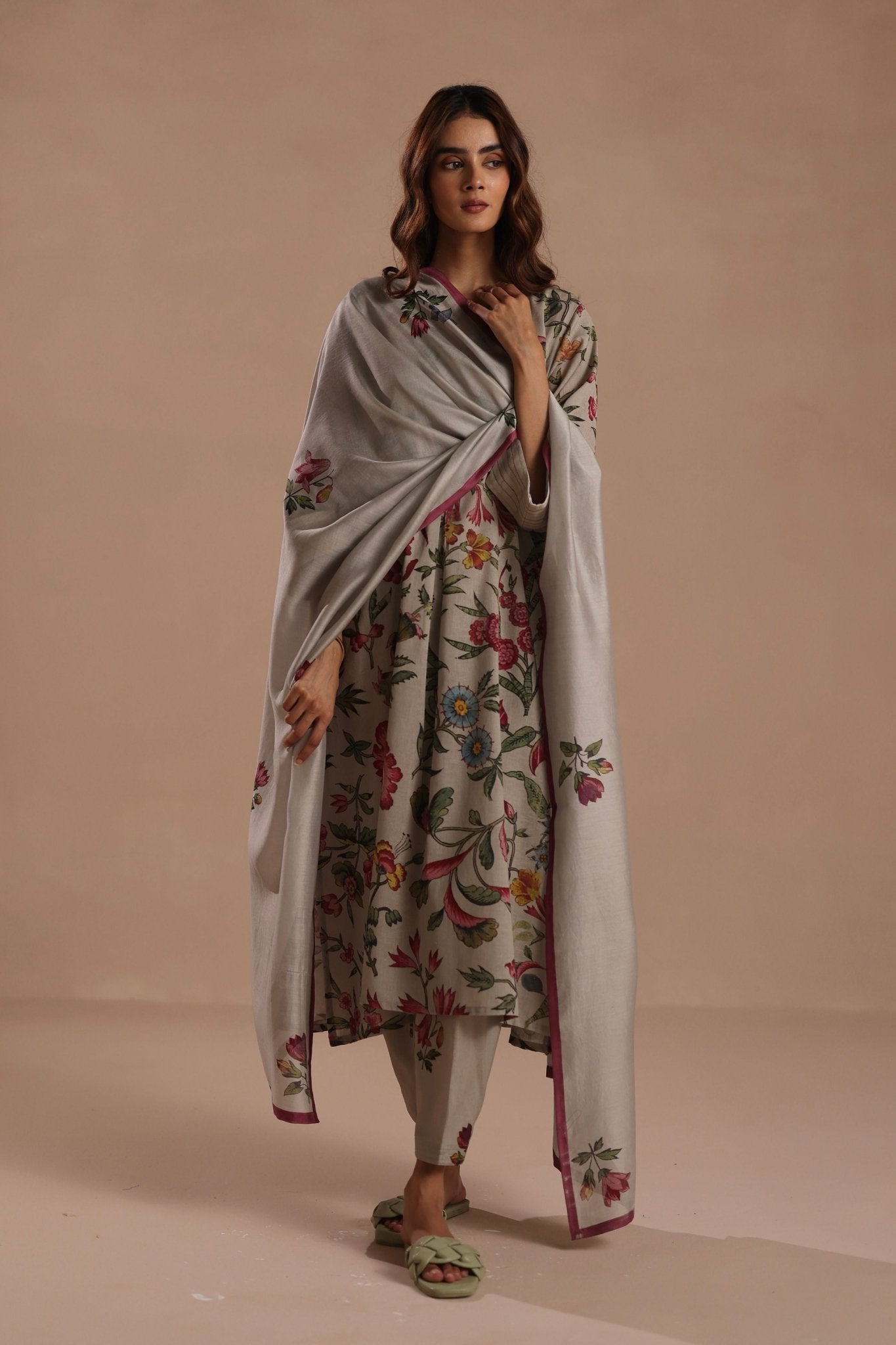 Daphne Dusty Blue Dupatta - Roza Pret - Elahe