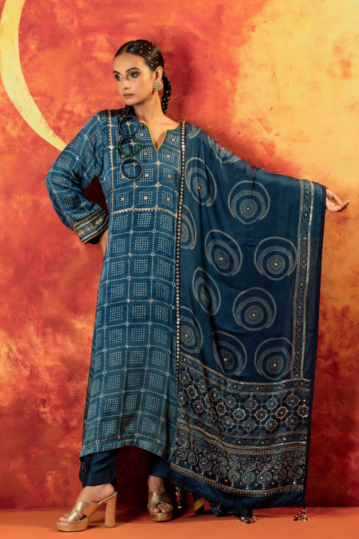 Heena Ajrakh Kurta Set