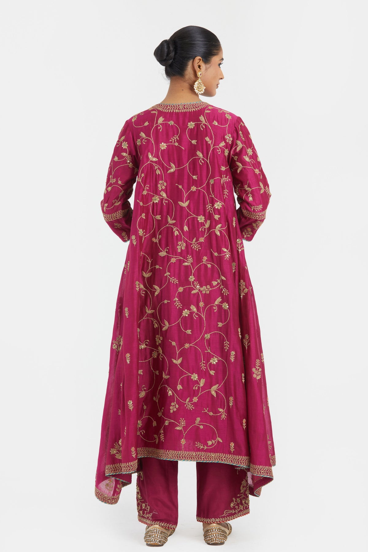 Deep Fuchsia Chanderi Kurta Set