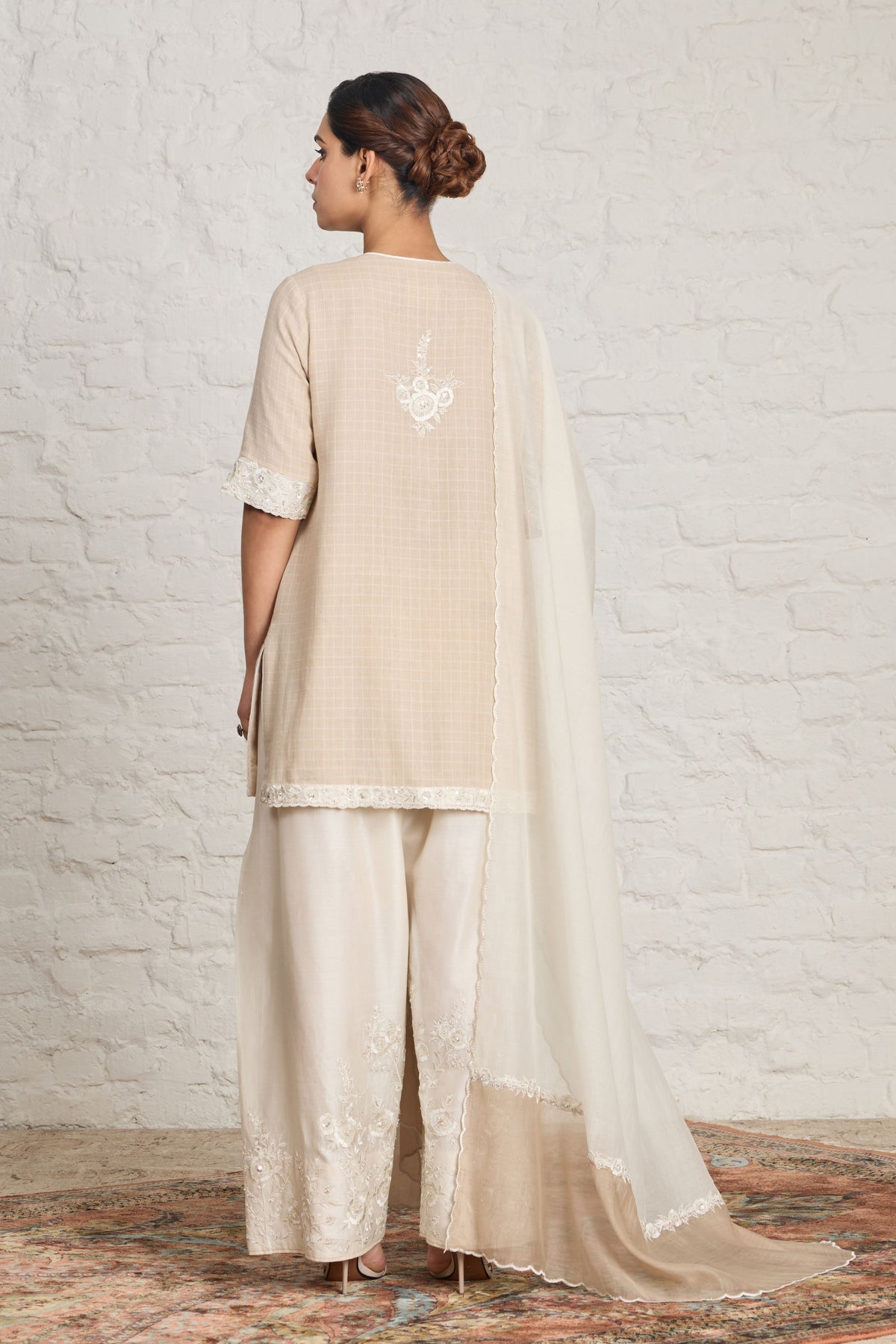 Beige Short Kurta Set