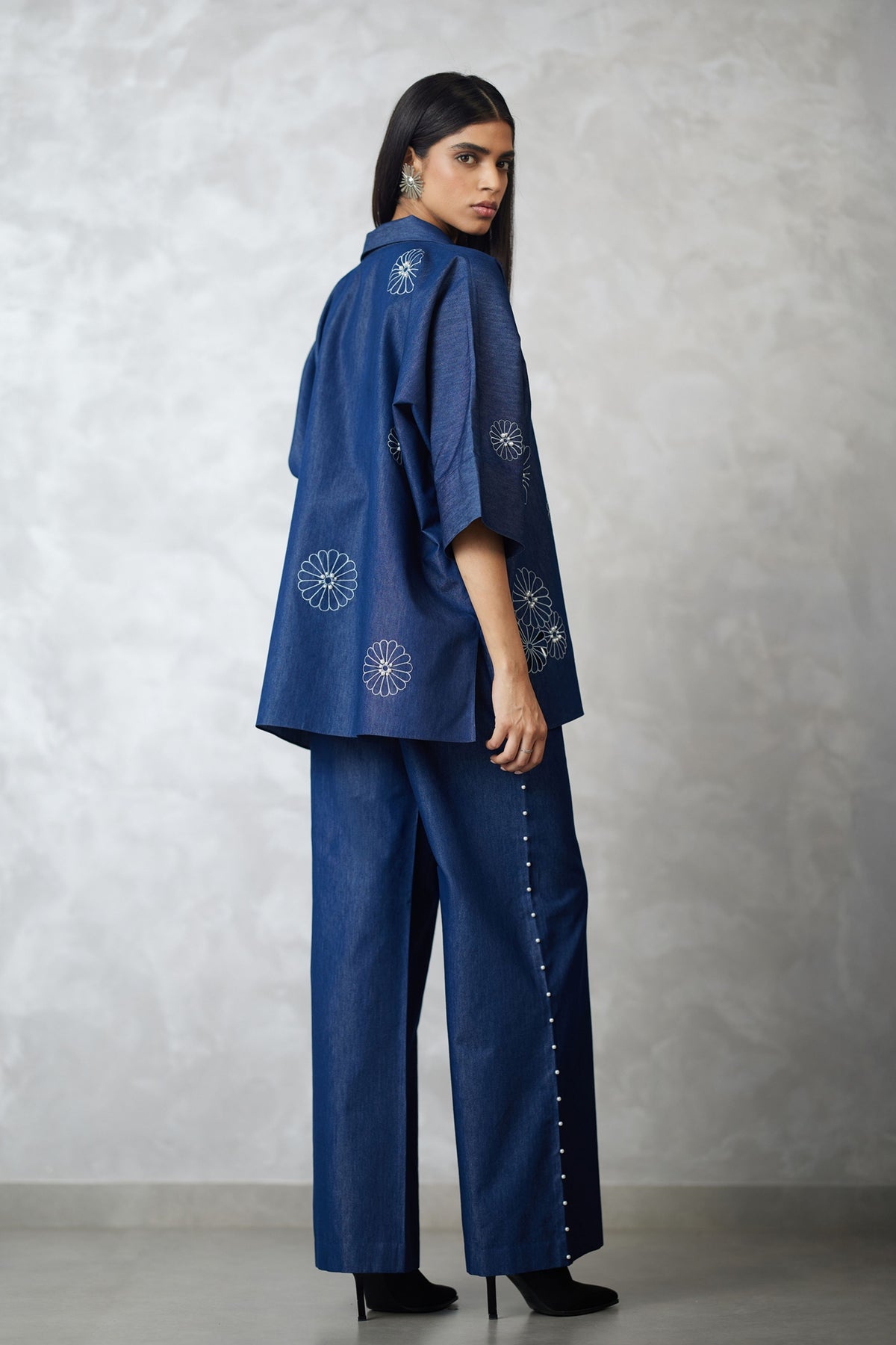 Dark Blue Cutwork Co-ord Set
