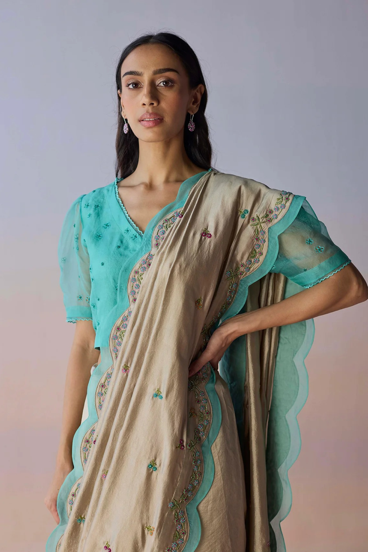 Ocean&#39;s Breath Embroidered Saree