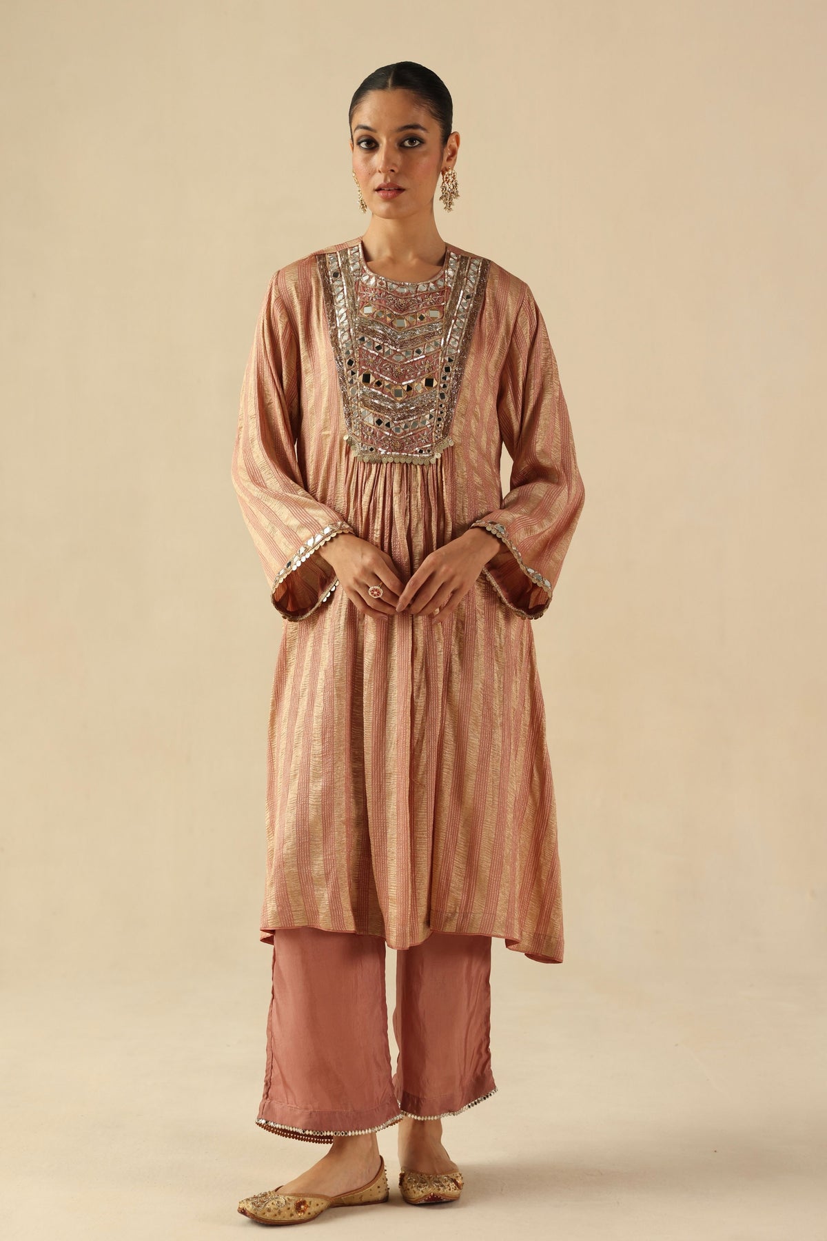 Peach Naksh Kurta Set