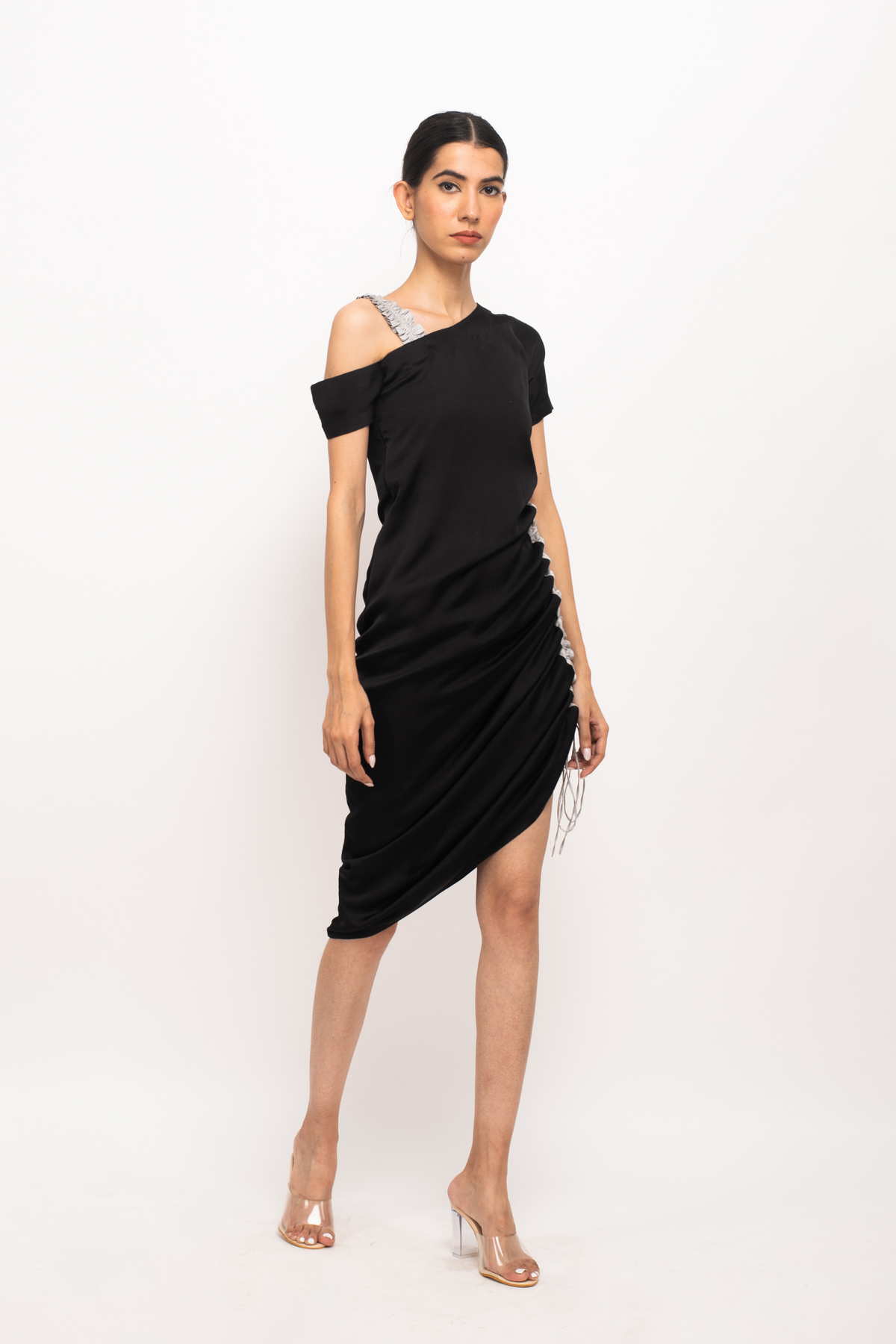 Black and Grey Rouching Dress
