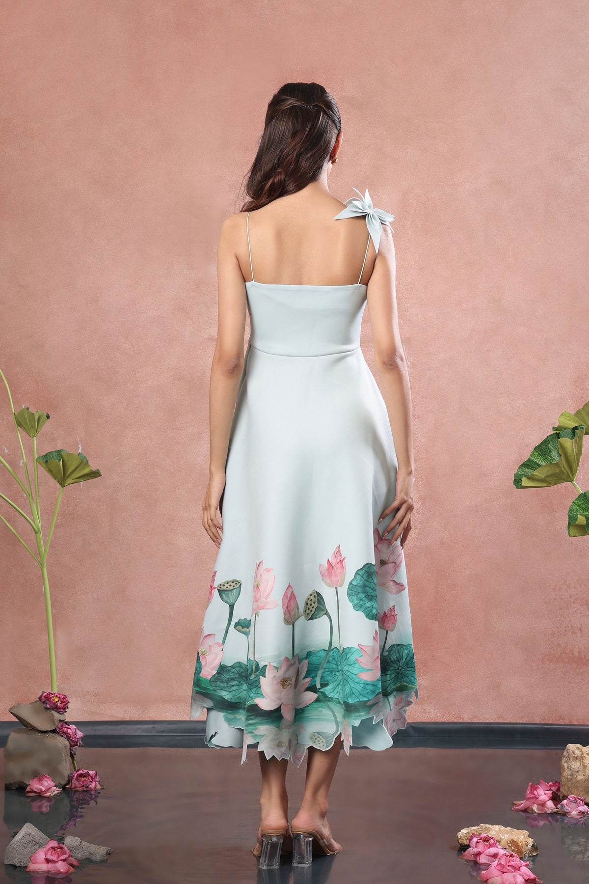 Green Flared Flower Dress