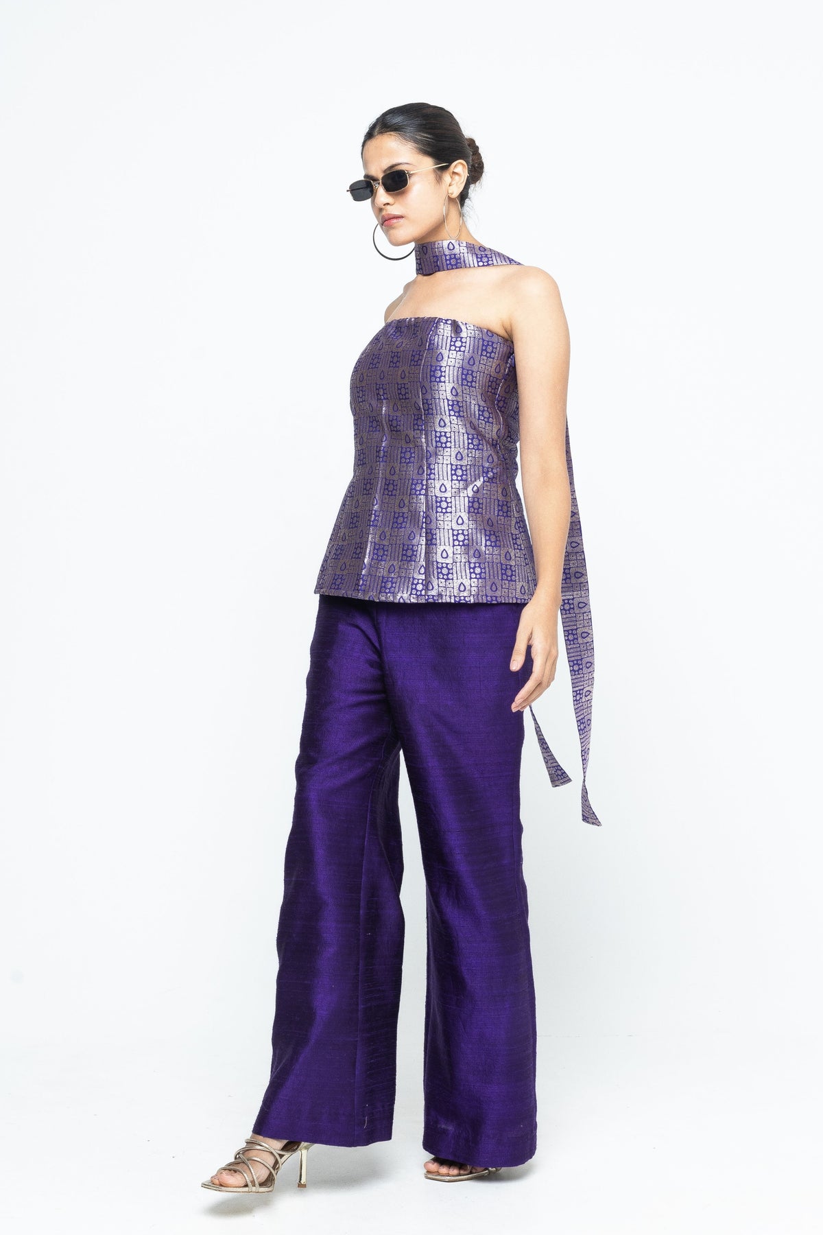 Dela Strapless Purple Co-ord Set