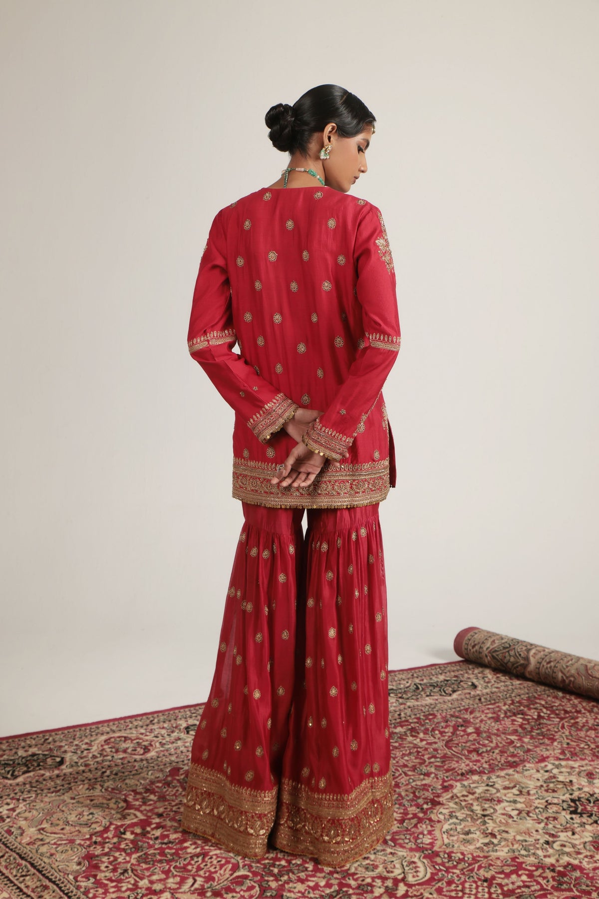 Red Phool Patti Sharara Set