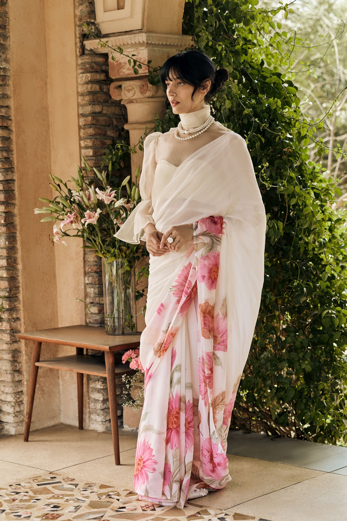 Vera White Chiffon Saree
