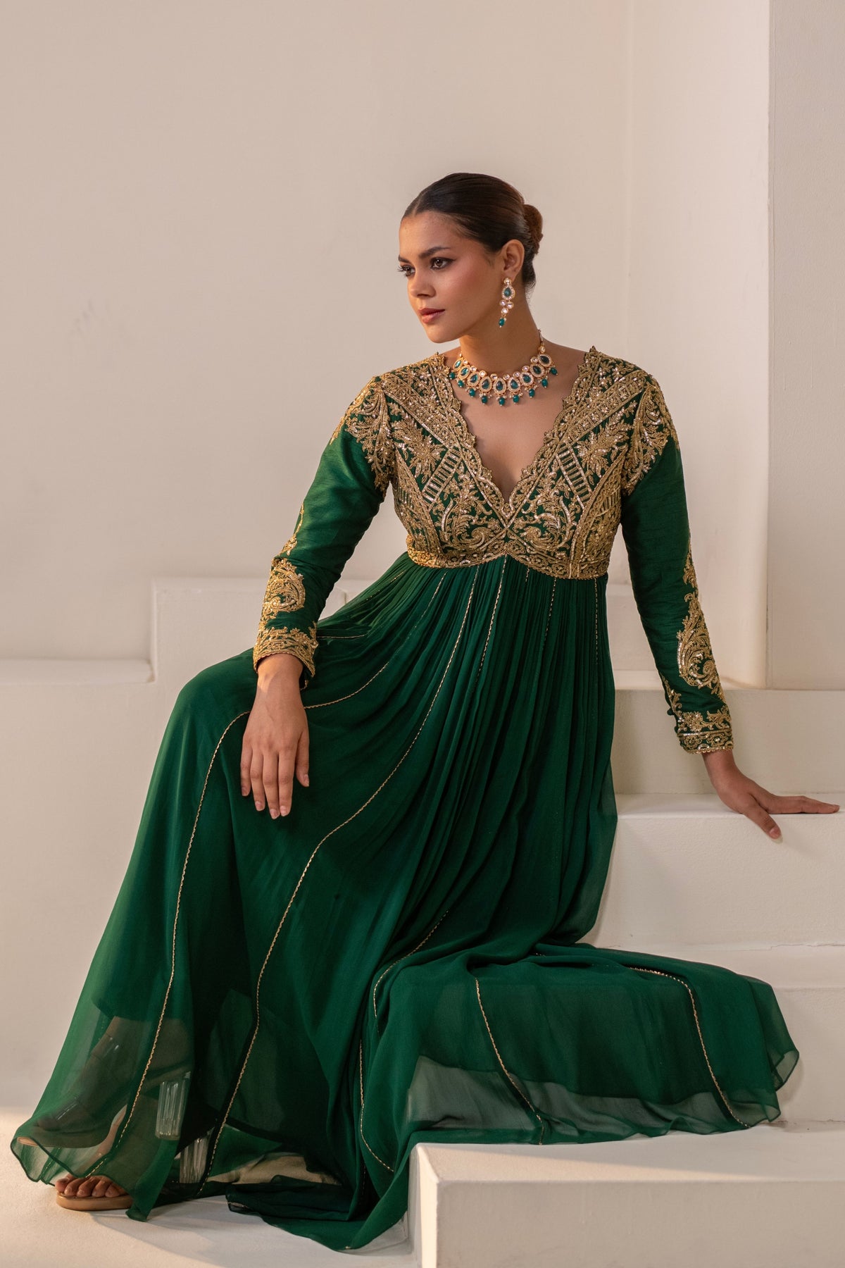 Emerald Green Embellished Anarkali