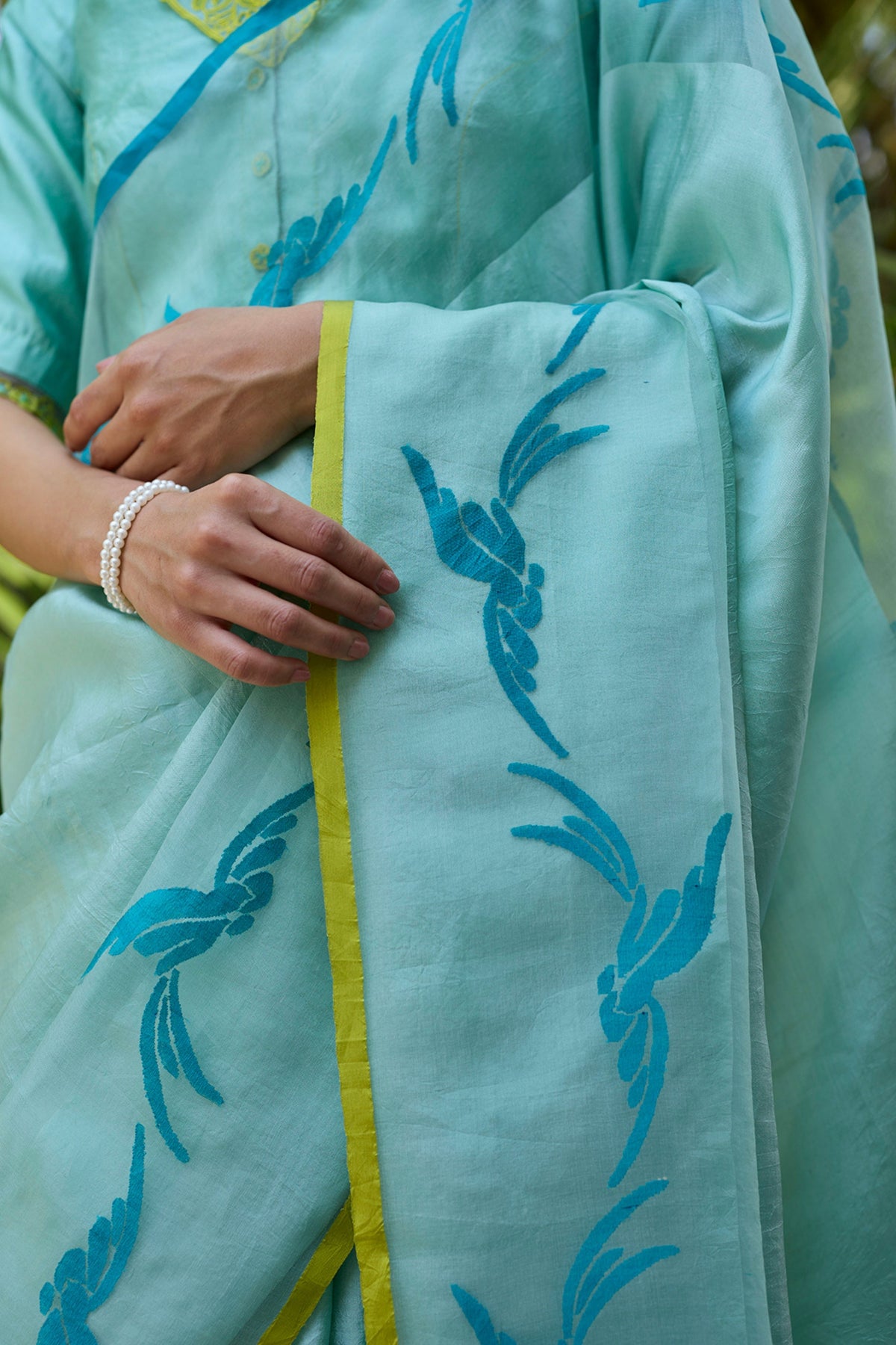 Playful Flight Blue Jamdani Saree