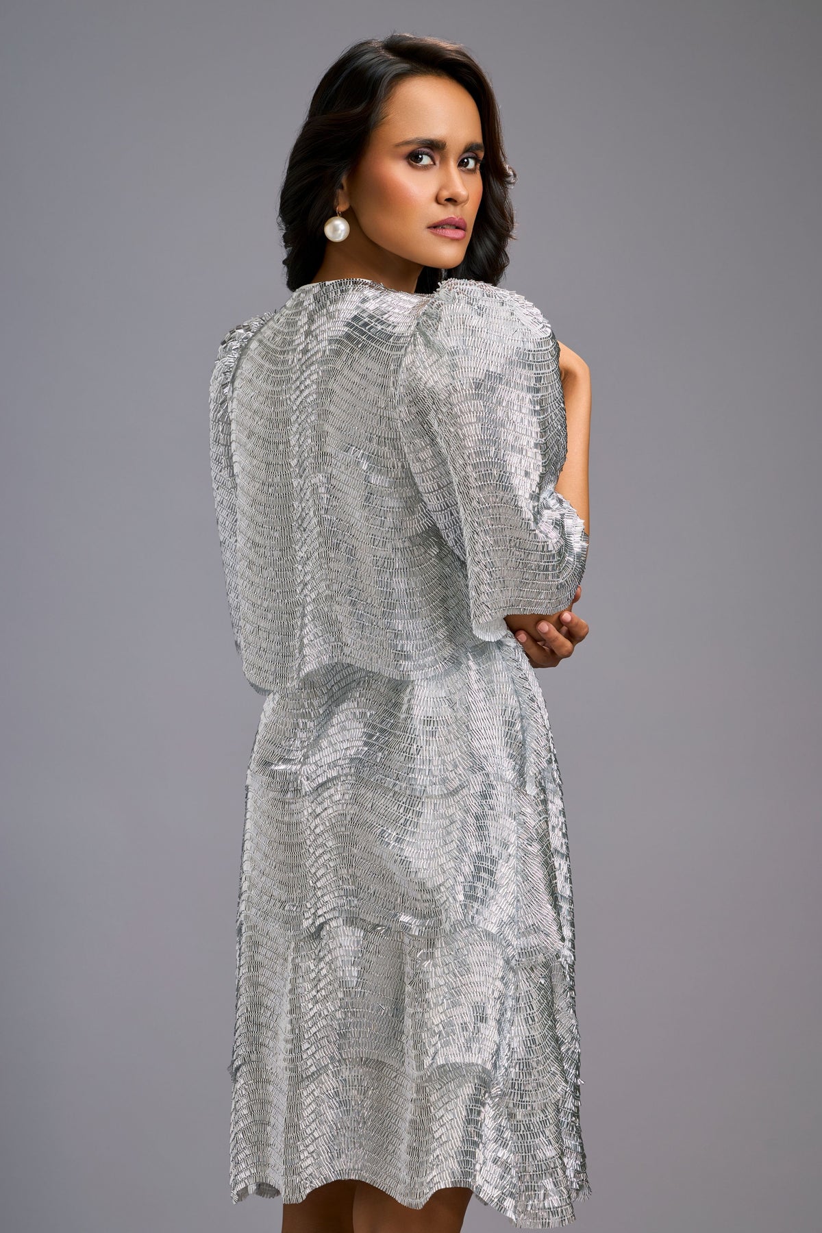 Silver Blue Shimmer Textured