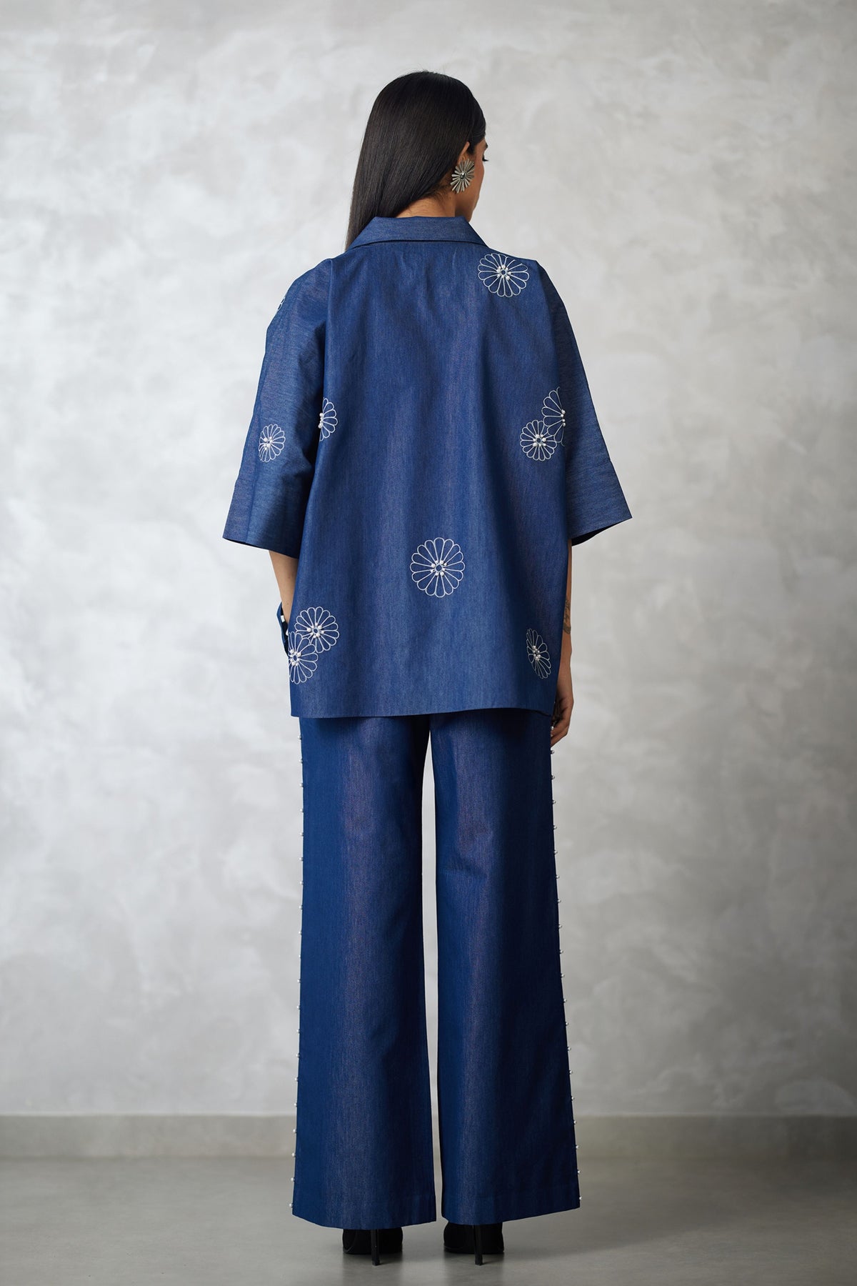 Dark Blue Cutwork Co-ord Set